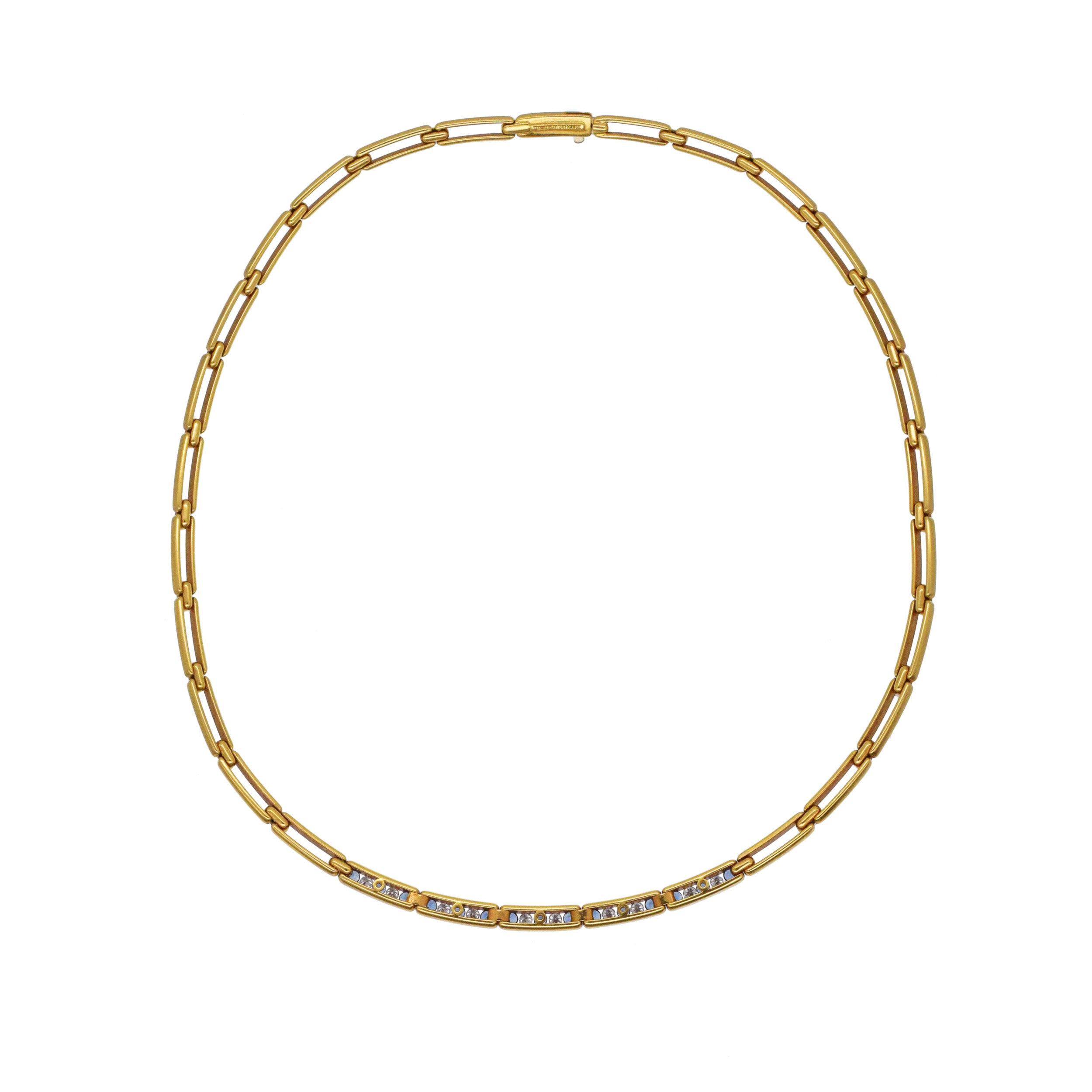 Tiffany&Co. Diamond And Sapphire Link Necklace In 18k Yellow Gold