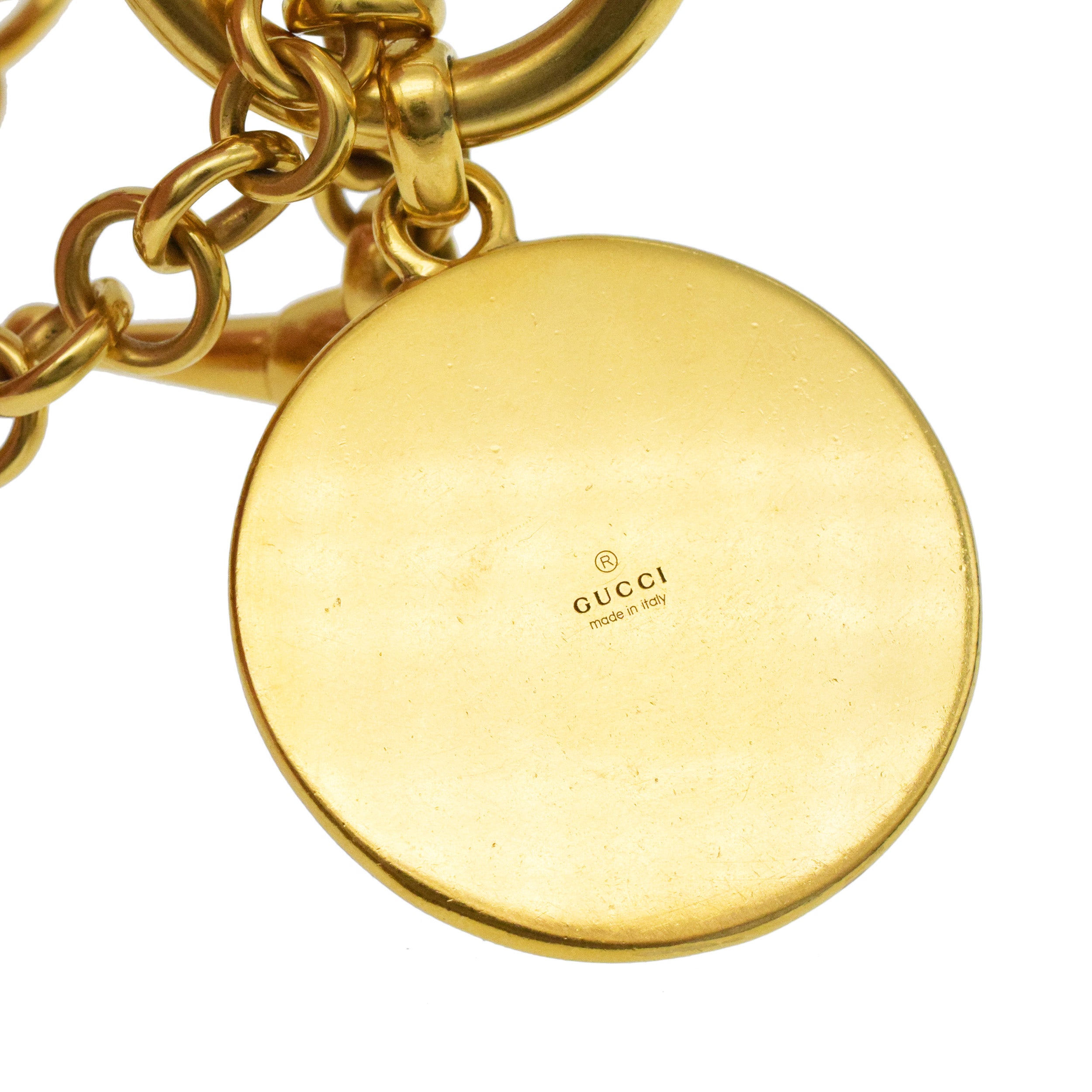 Gucci 18k Yellow Gold Long Chain / belt with a Gucci Crest Logo Medallion