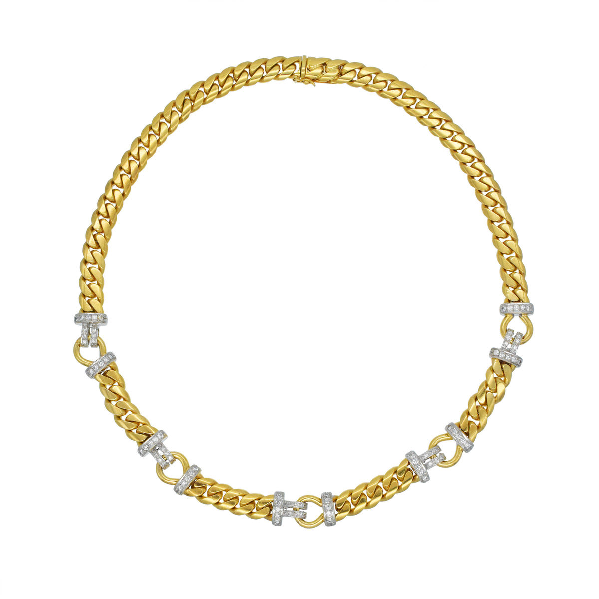 Made in Italy 18k Yellow Gold Cuban Chain With Diamond Accents