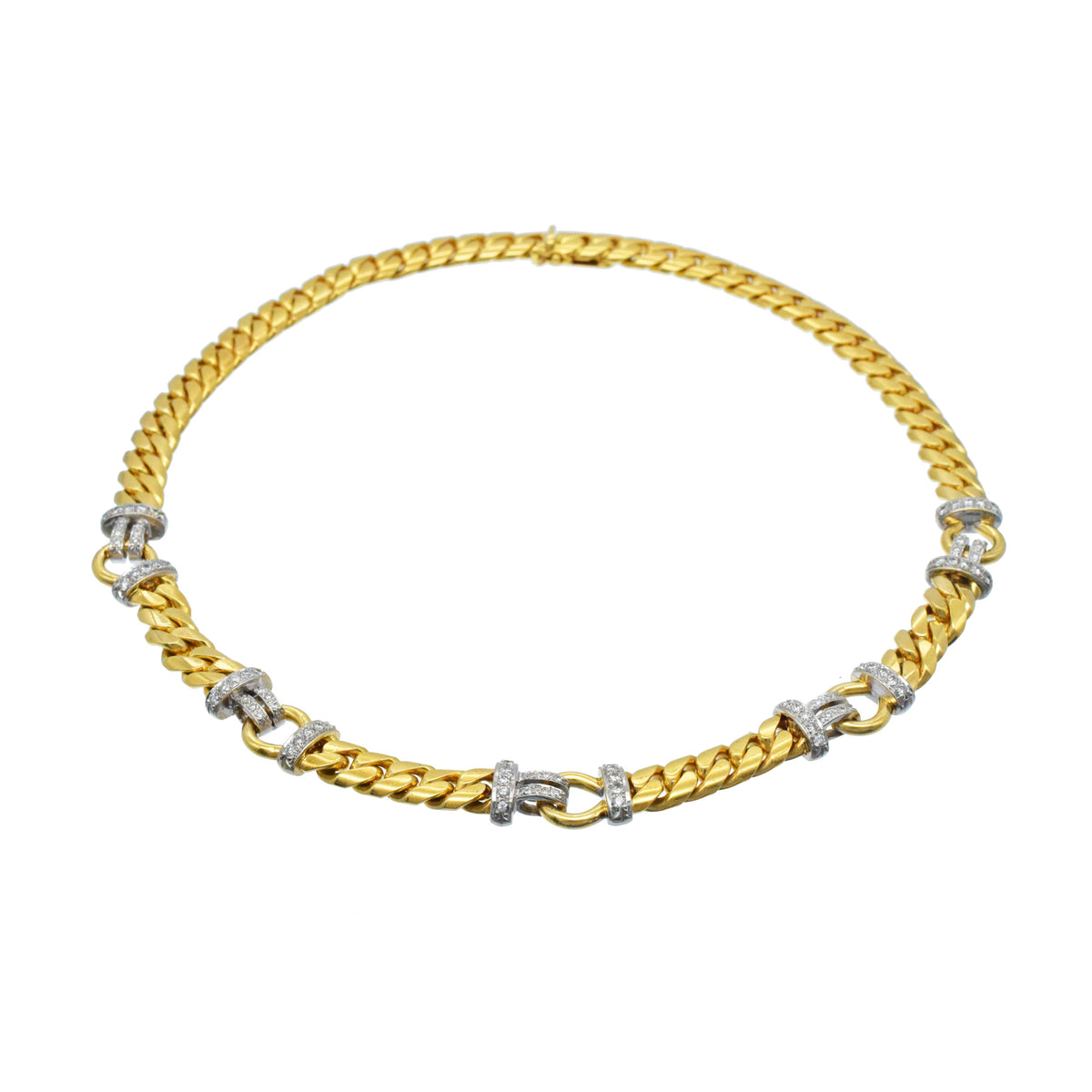 Made in Italy 18k Yellow Gold Cuban Chain With Diamond Accents