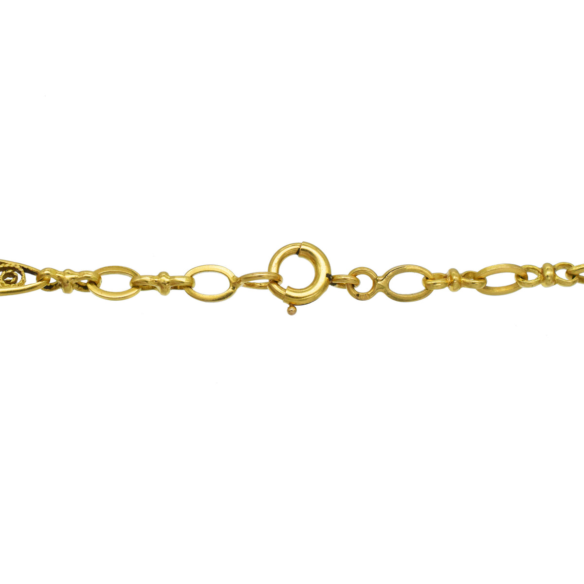 Art Novuveau French handmade long chain / muff chain in 18k yellow gold