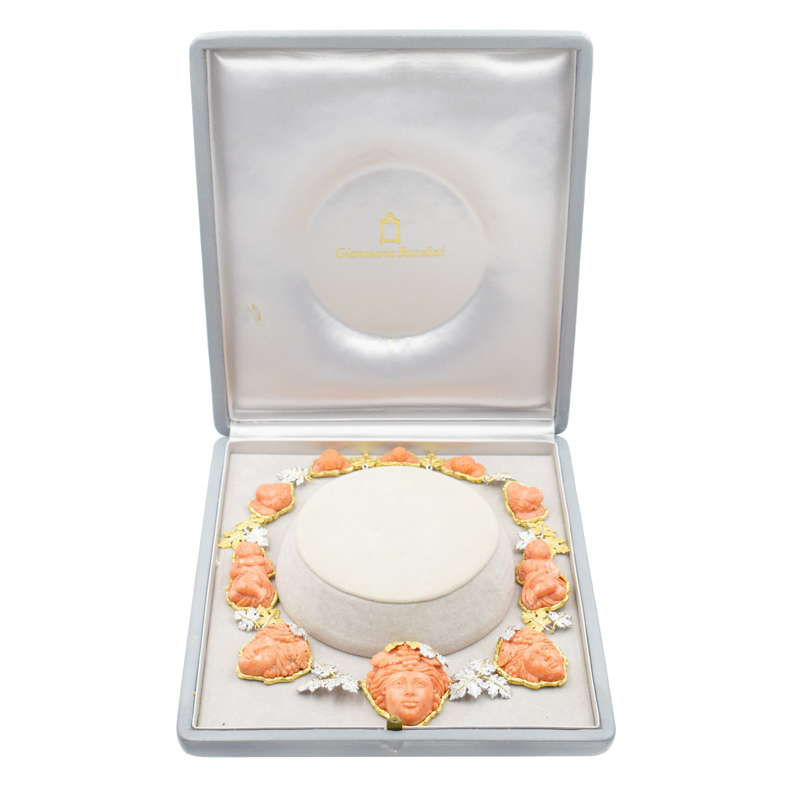 Mario Buccellati Coral and Diamond Necklace in 18k yellow gold