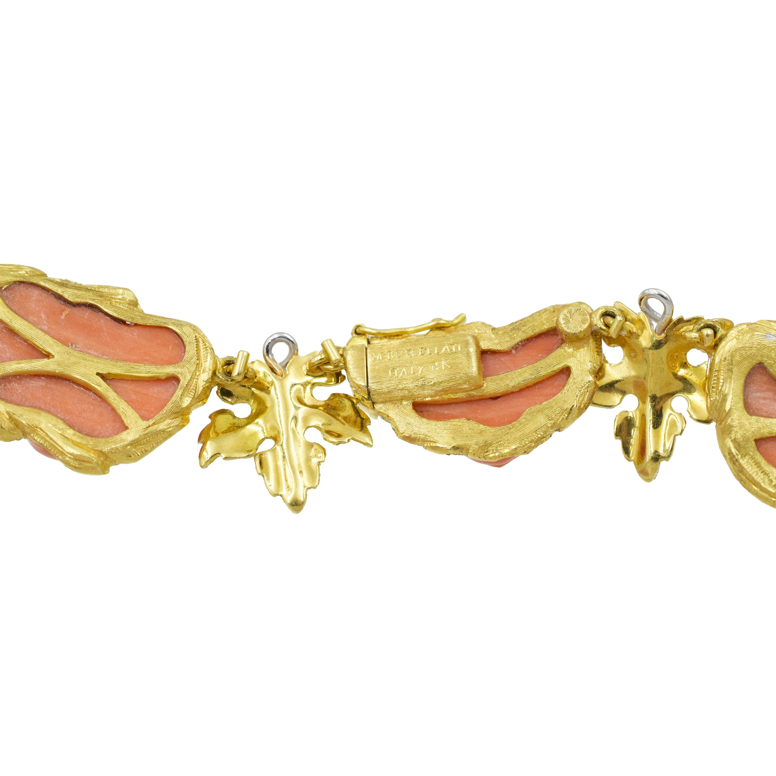 Mario Buccellati Coral and Diamond Necklace in 18k yellow gold