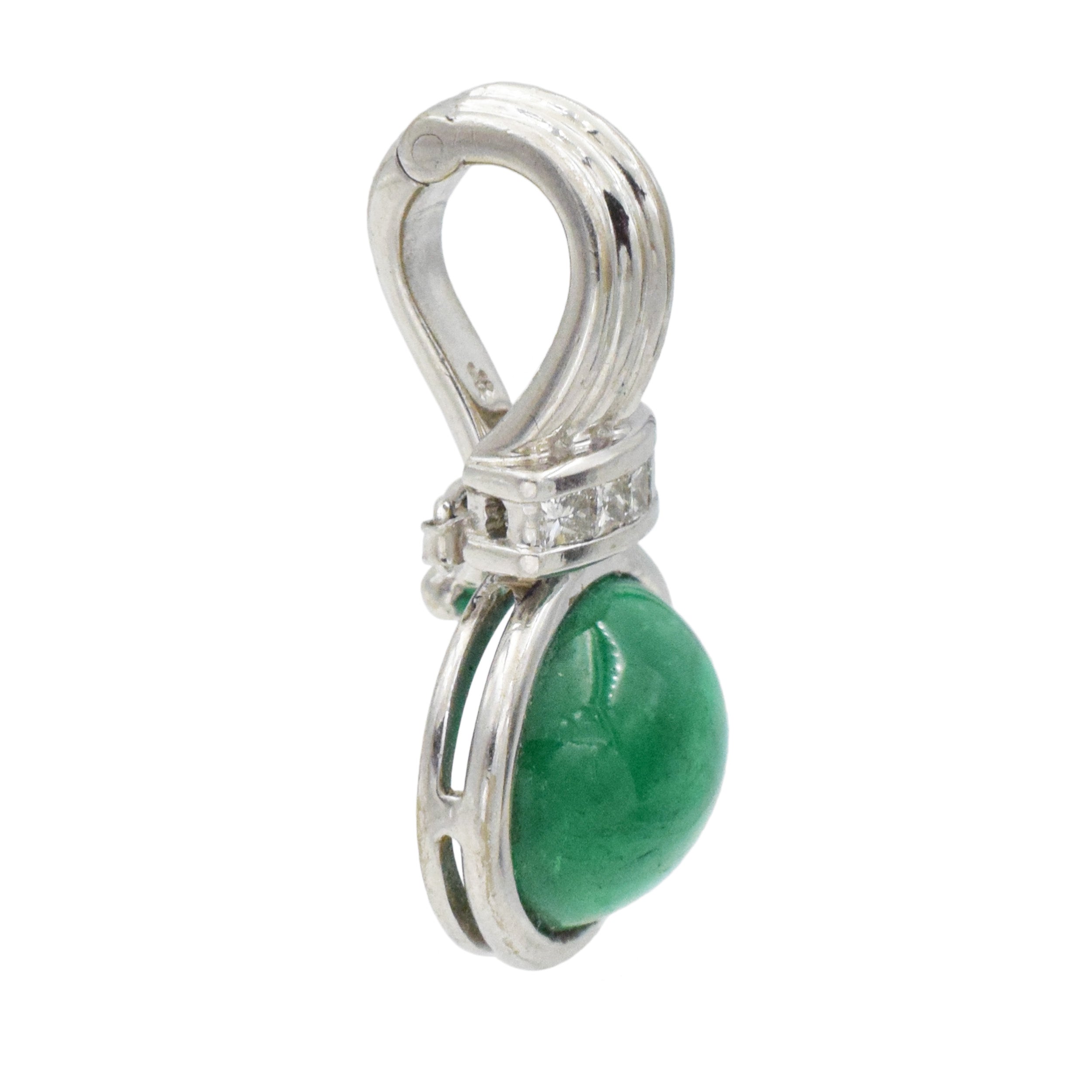 Columbian Emerald And Diamond Pendant Necklace In 18k White Gold