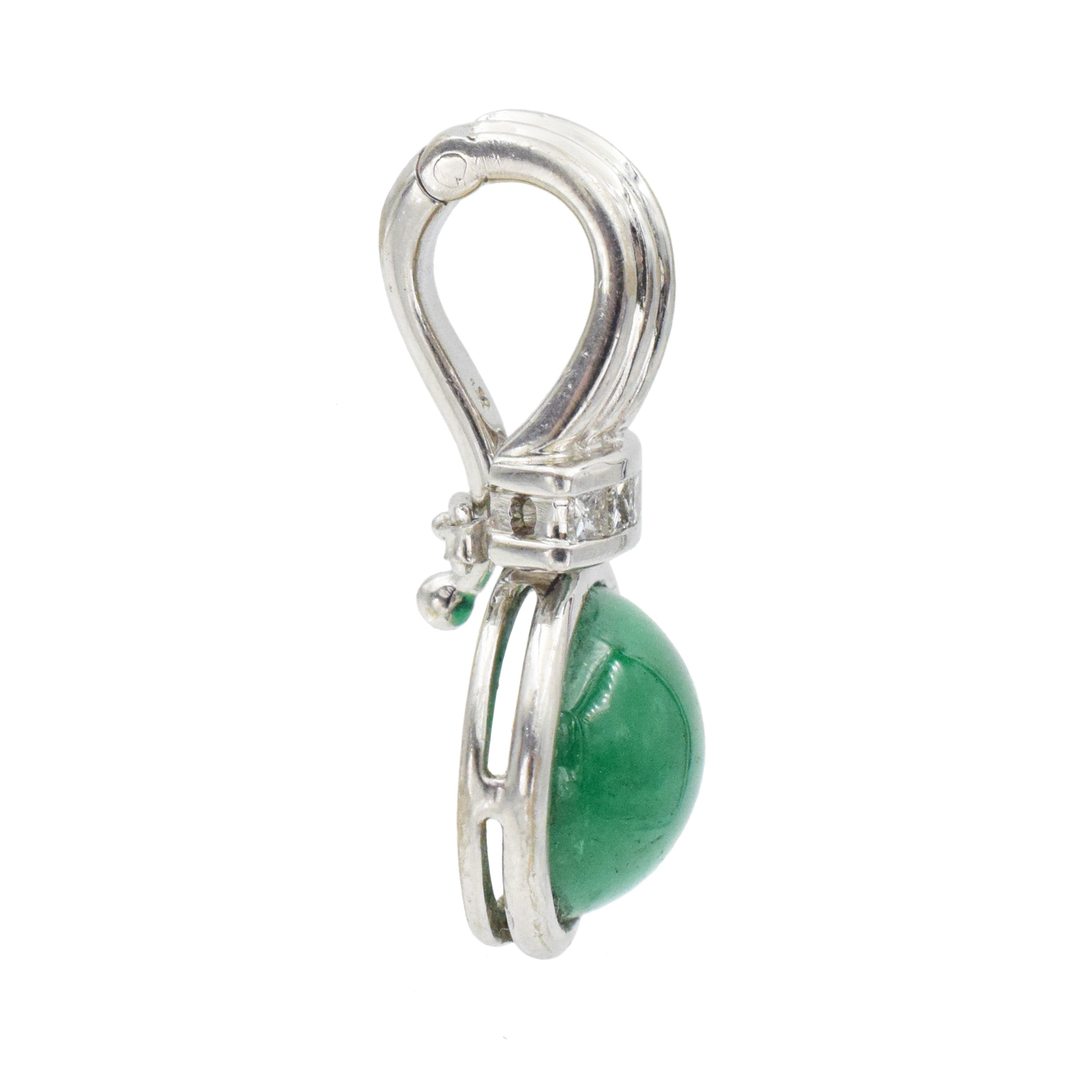 Columbian Emerald And Diamond Pendant Necklace In 18k White Gold