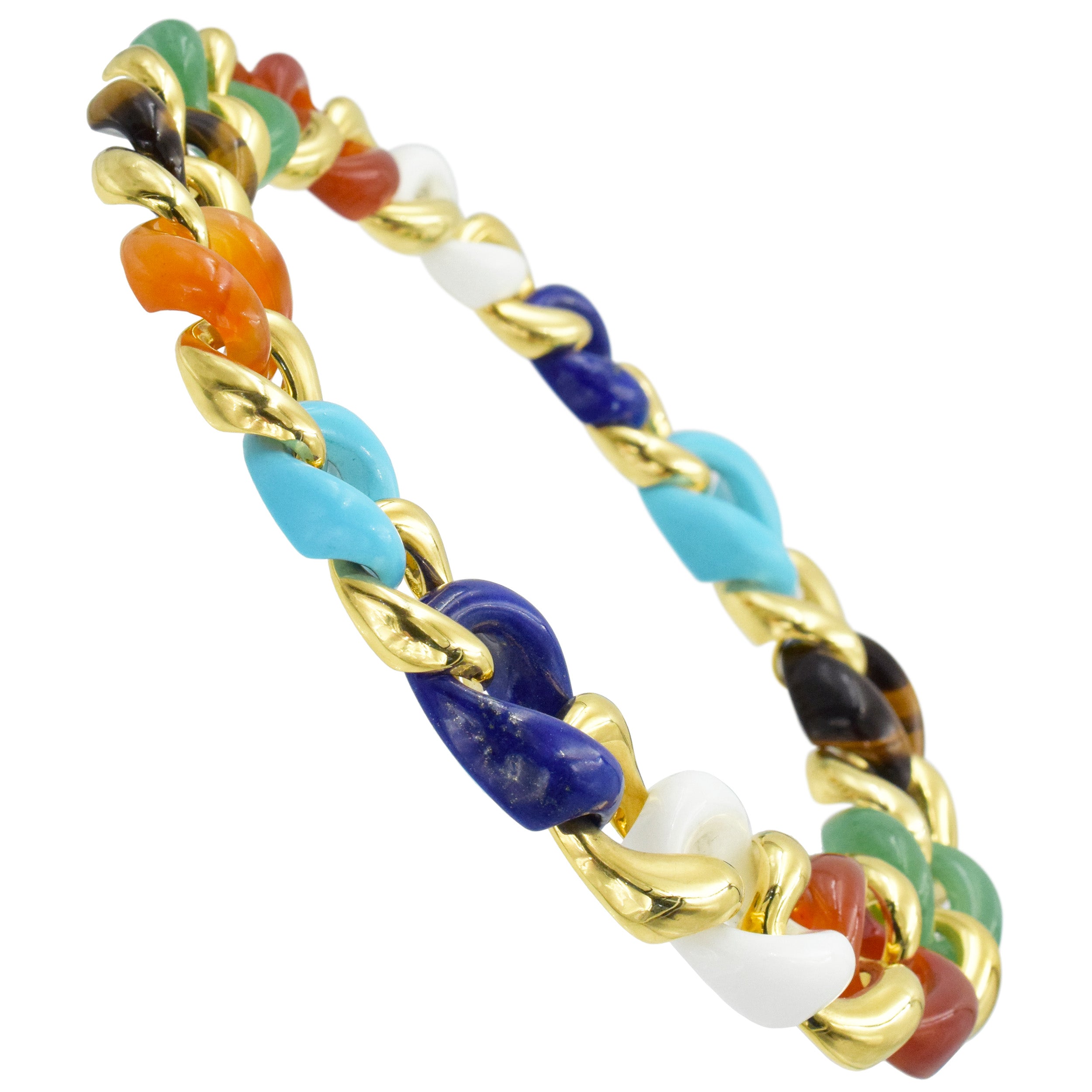 Seaman Schepps 18k Gold and Multicolored Hardstone 'Classic Link' Necklace