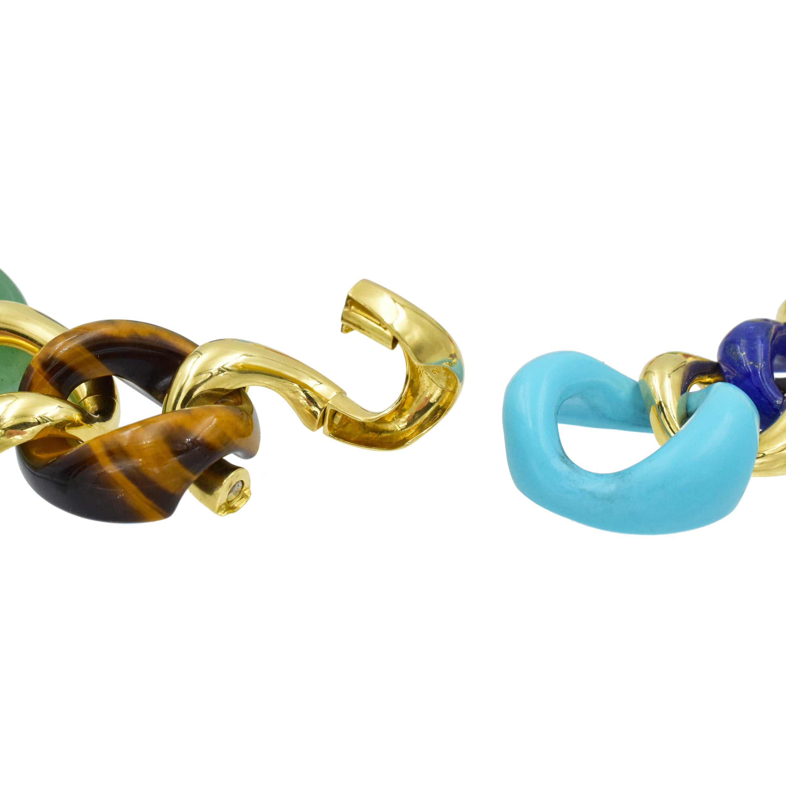 Seaman Schepps 18k Gold and Multicolored Hardstone 'Classic Link' Necklace