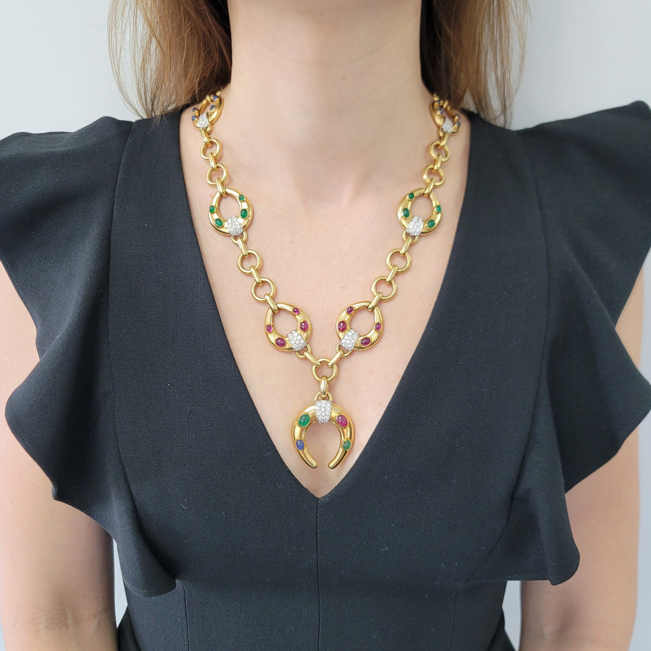 David Webb Celtic Crescent Convertible Necklace / Brooch