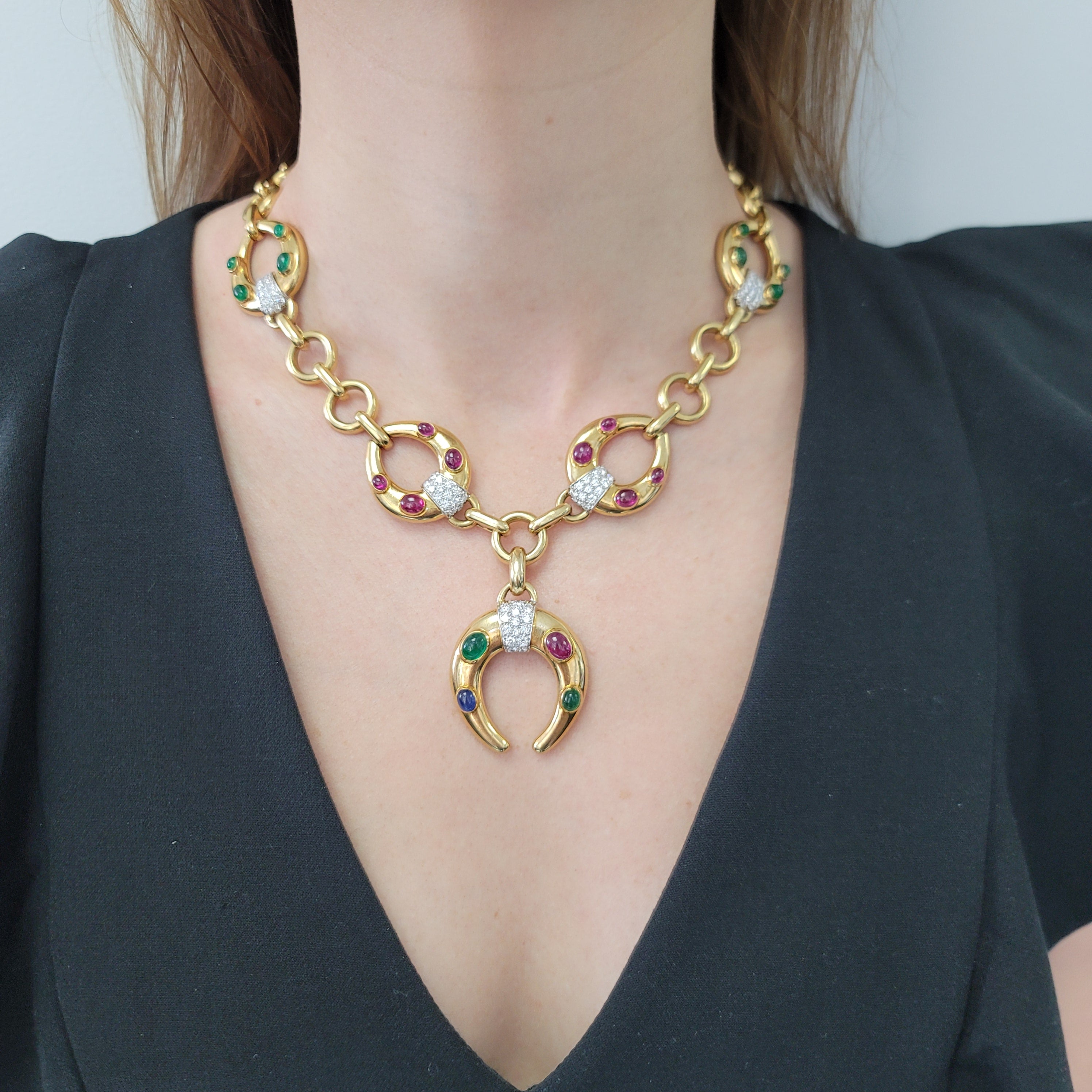 David Webb Celtic Crescent Convertible Necklace / Brooch