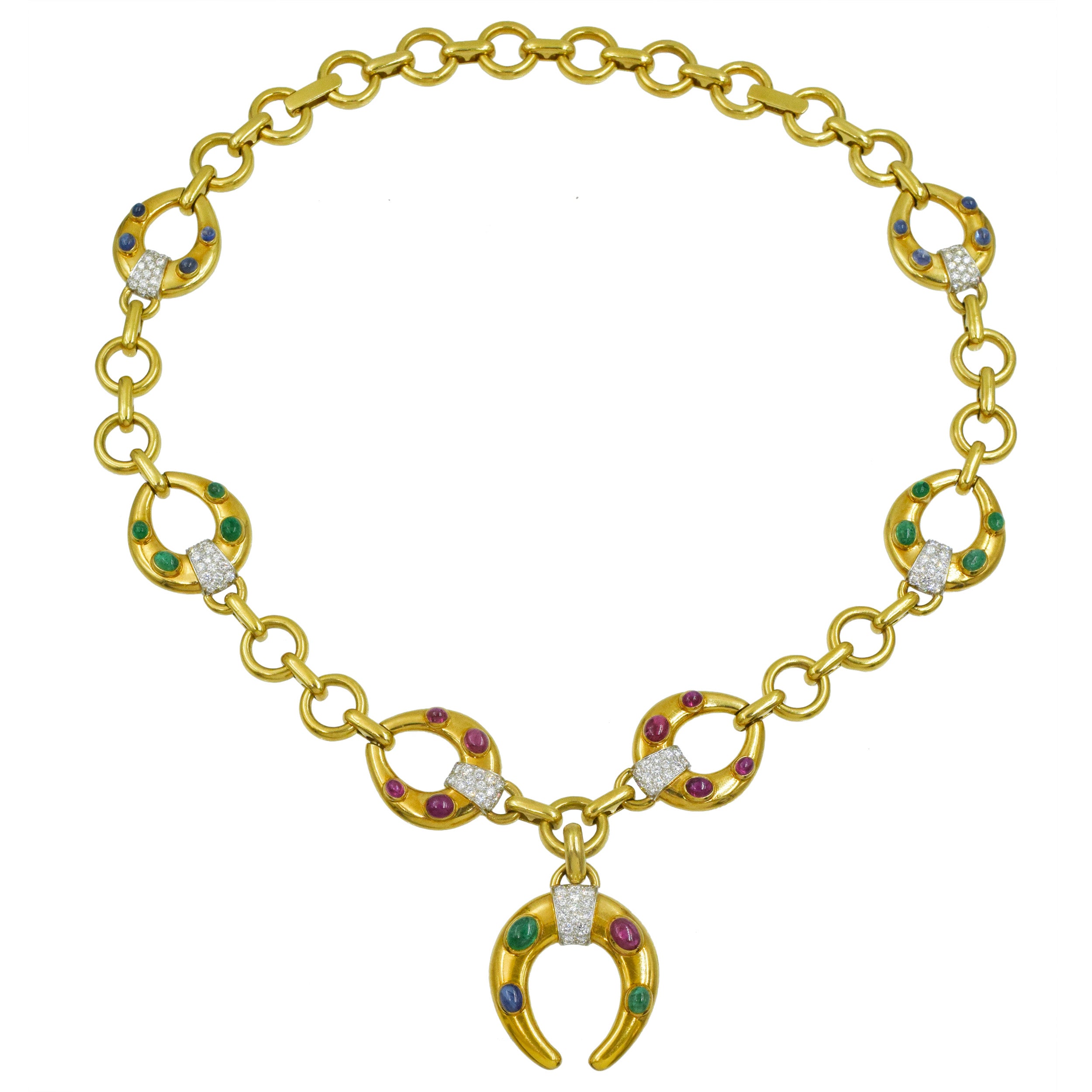 David Webb Celtic Crescent Convertible Necklace / Brooch