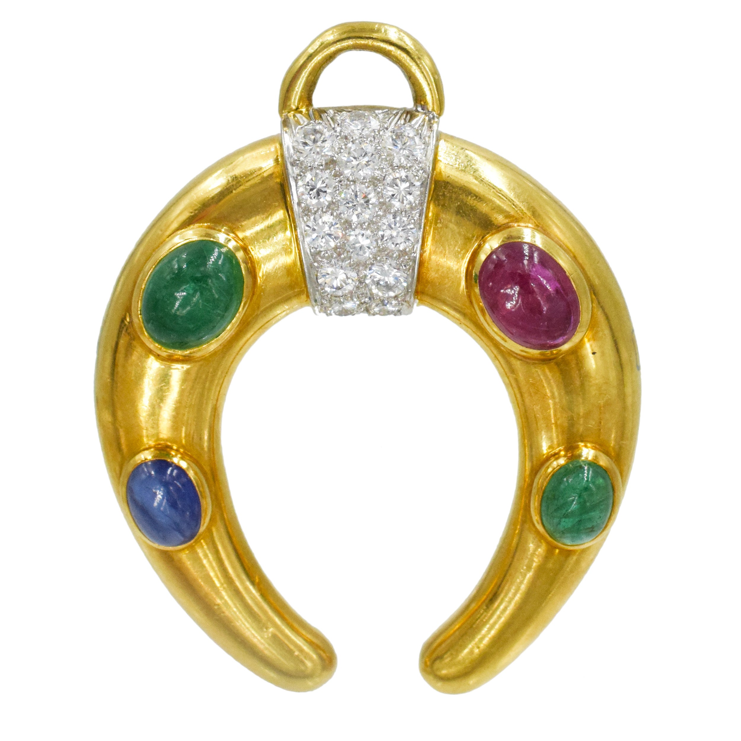 David Webb Celtic Crescent Convertible Necklace / Brooch