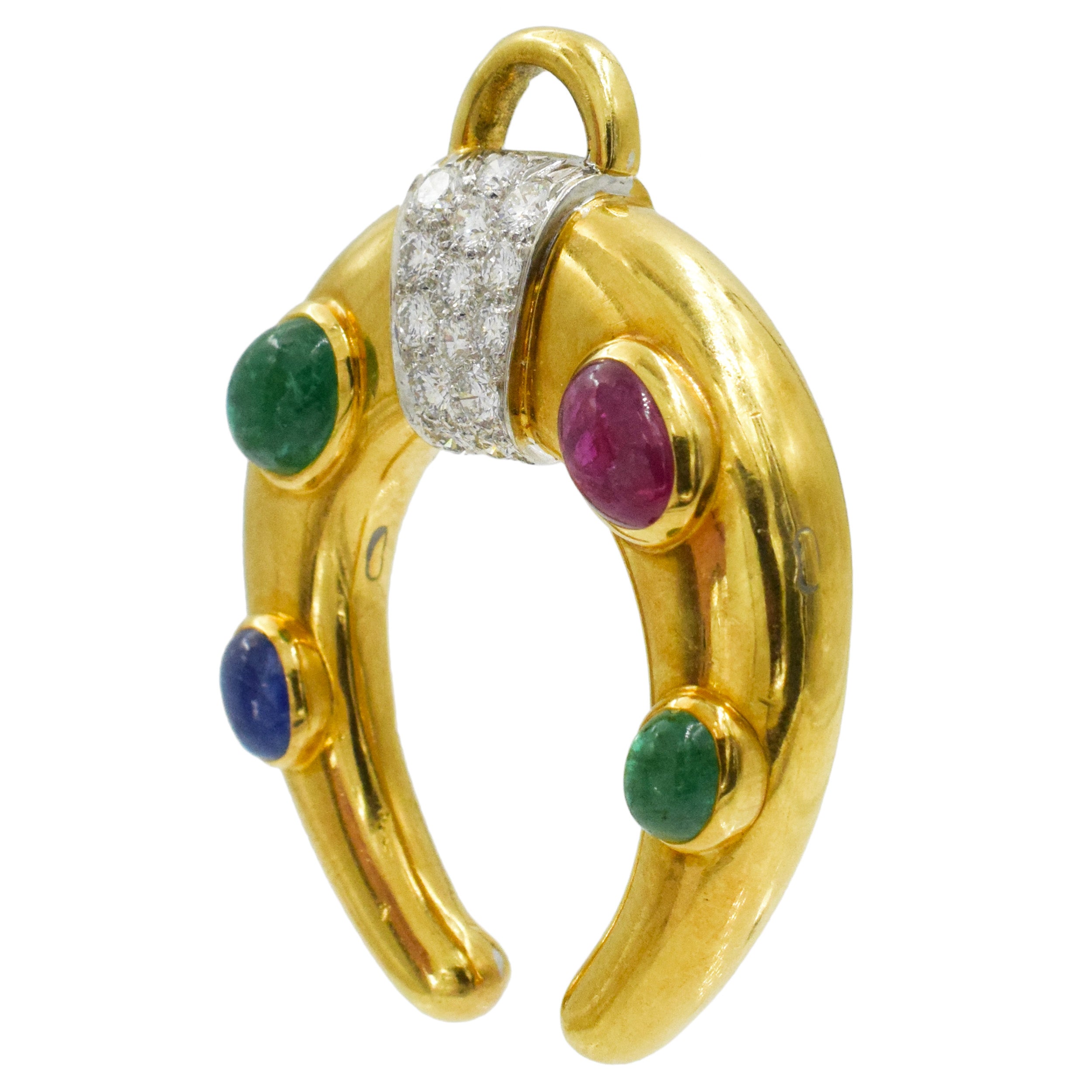 David Webb Celtic Crescent Convertible Necklace / Brooch