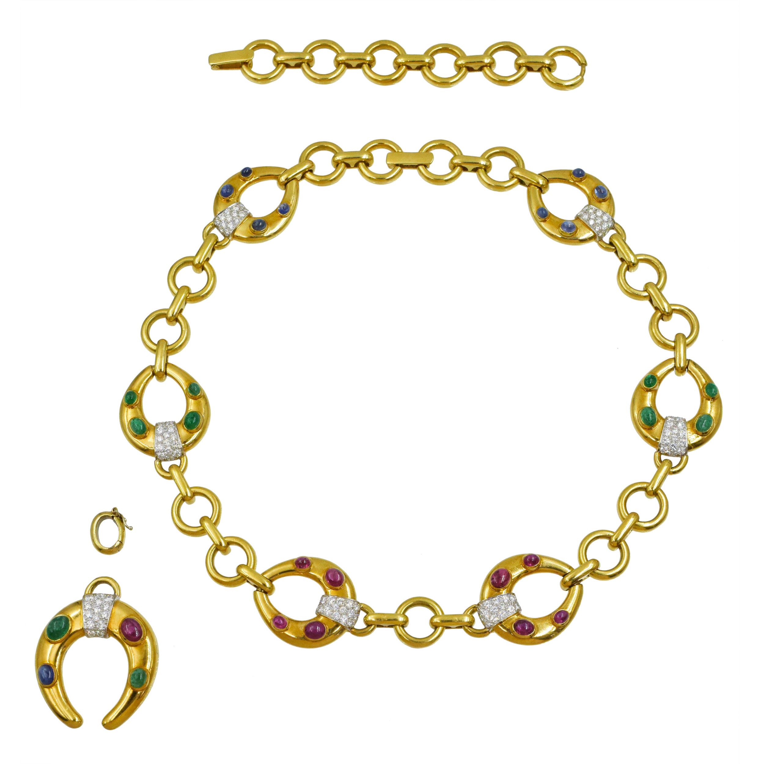 David Webb Celtic Crescent Convertible Necklace / Brooch