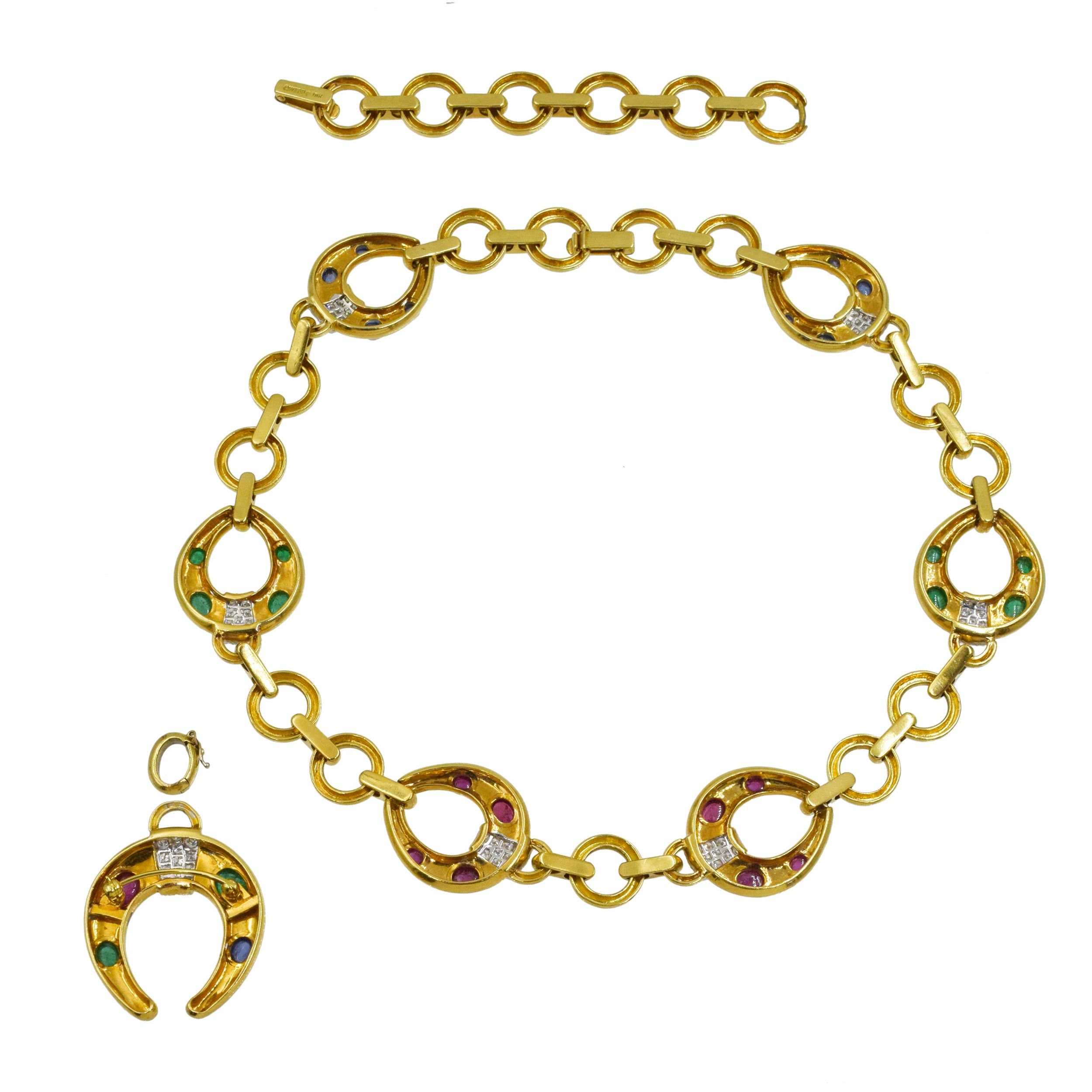 David Webb Celtic Crescent Convertible Necklace / Brooch