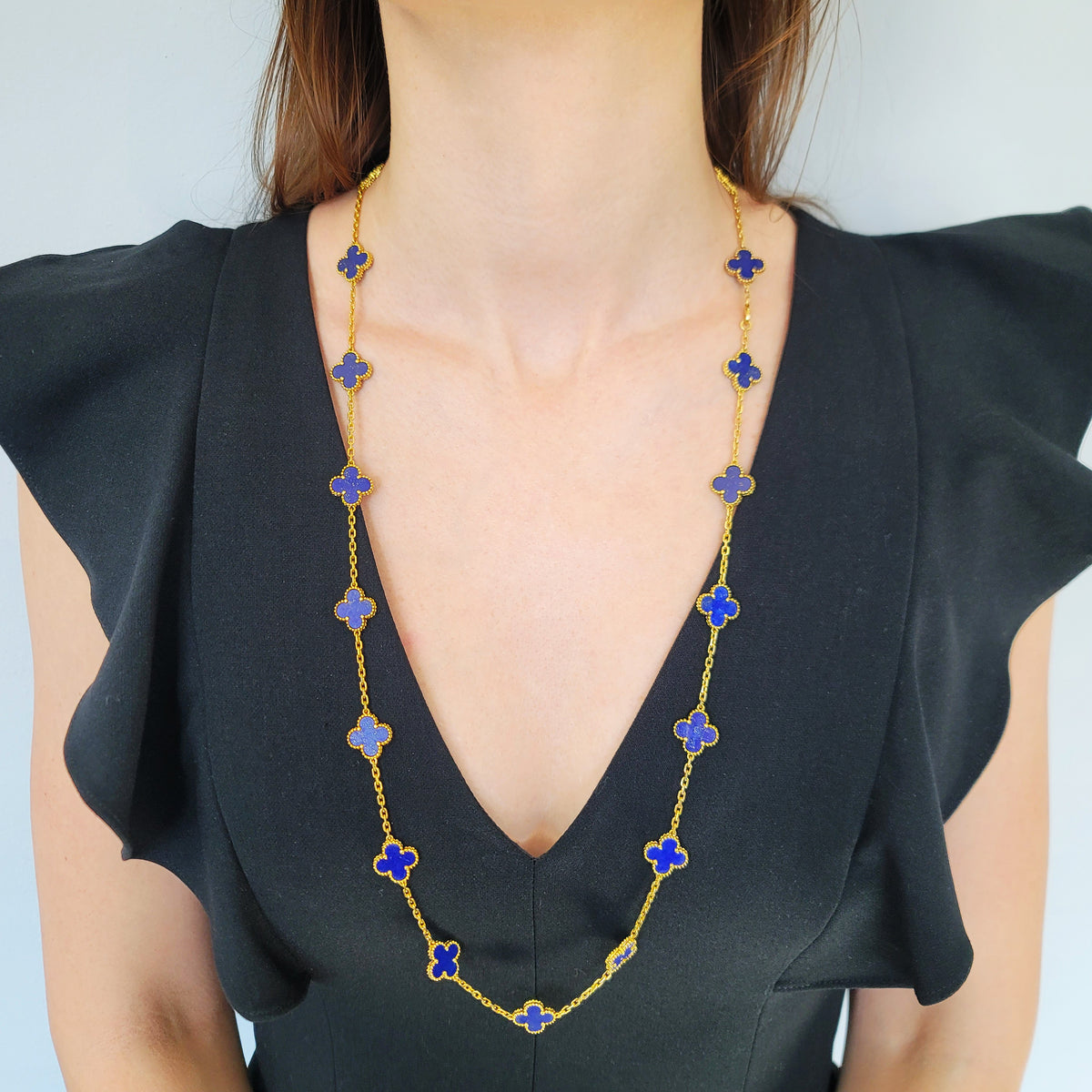 Van Cleef & Arpels Lapis Lazuli Vintage Alhambra Necklace in 18k yellow gold