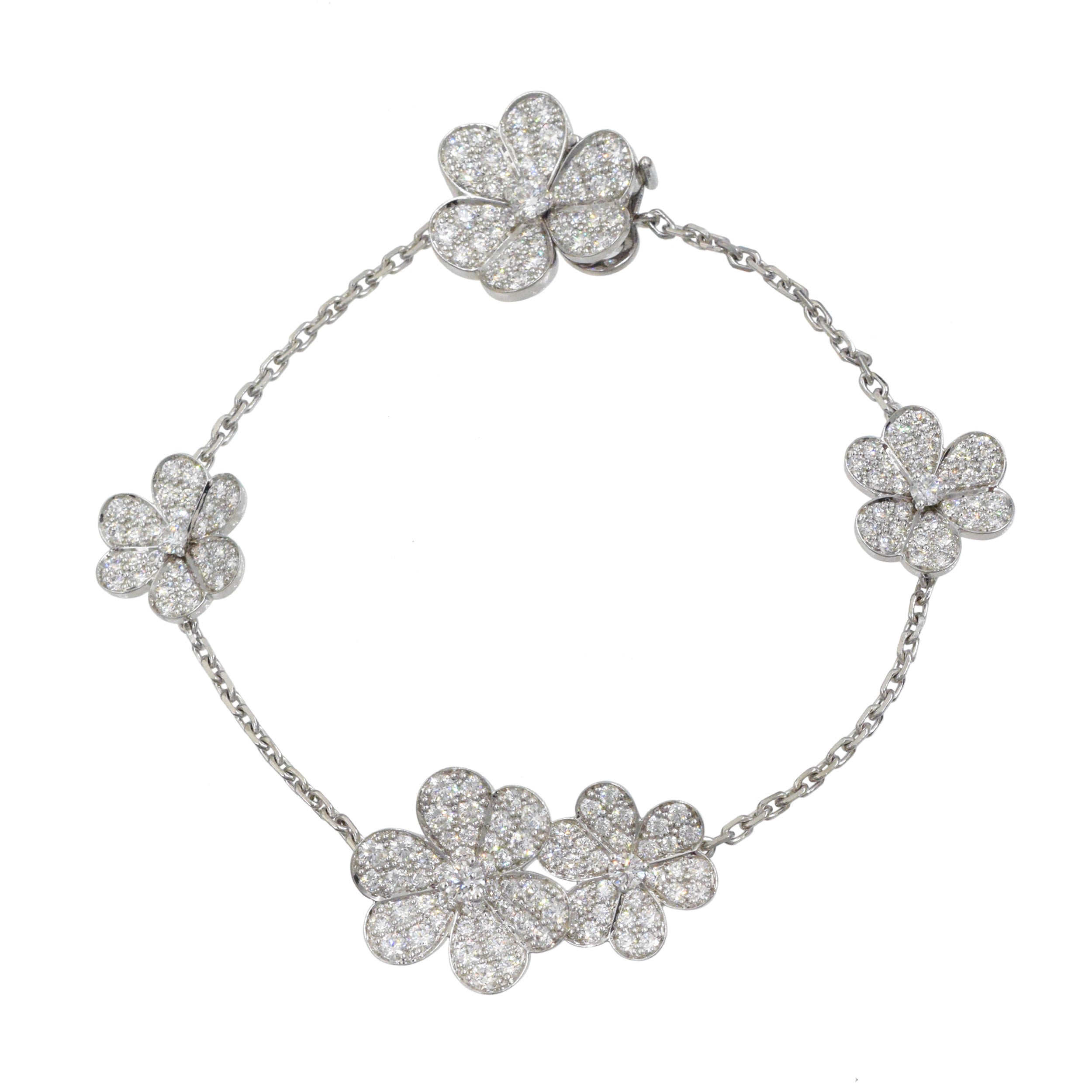 Van Cleef & Aprels Diamond Frivole Necklace and Bracelet Set In 18k White Gold