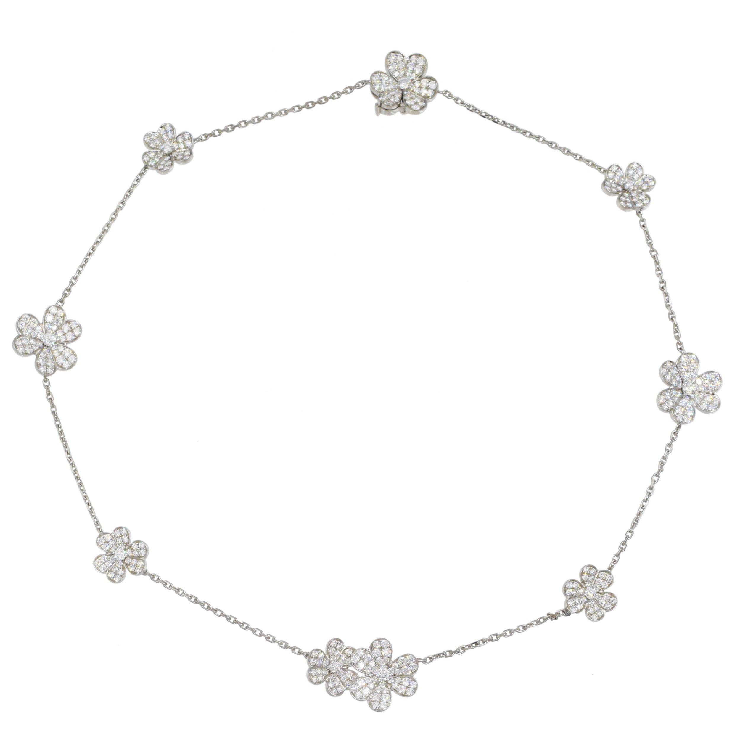 Van Cleef & Aprels Diamond Frivole Necklace and Bracelet Set In 18k White Gold