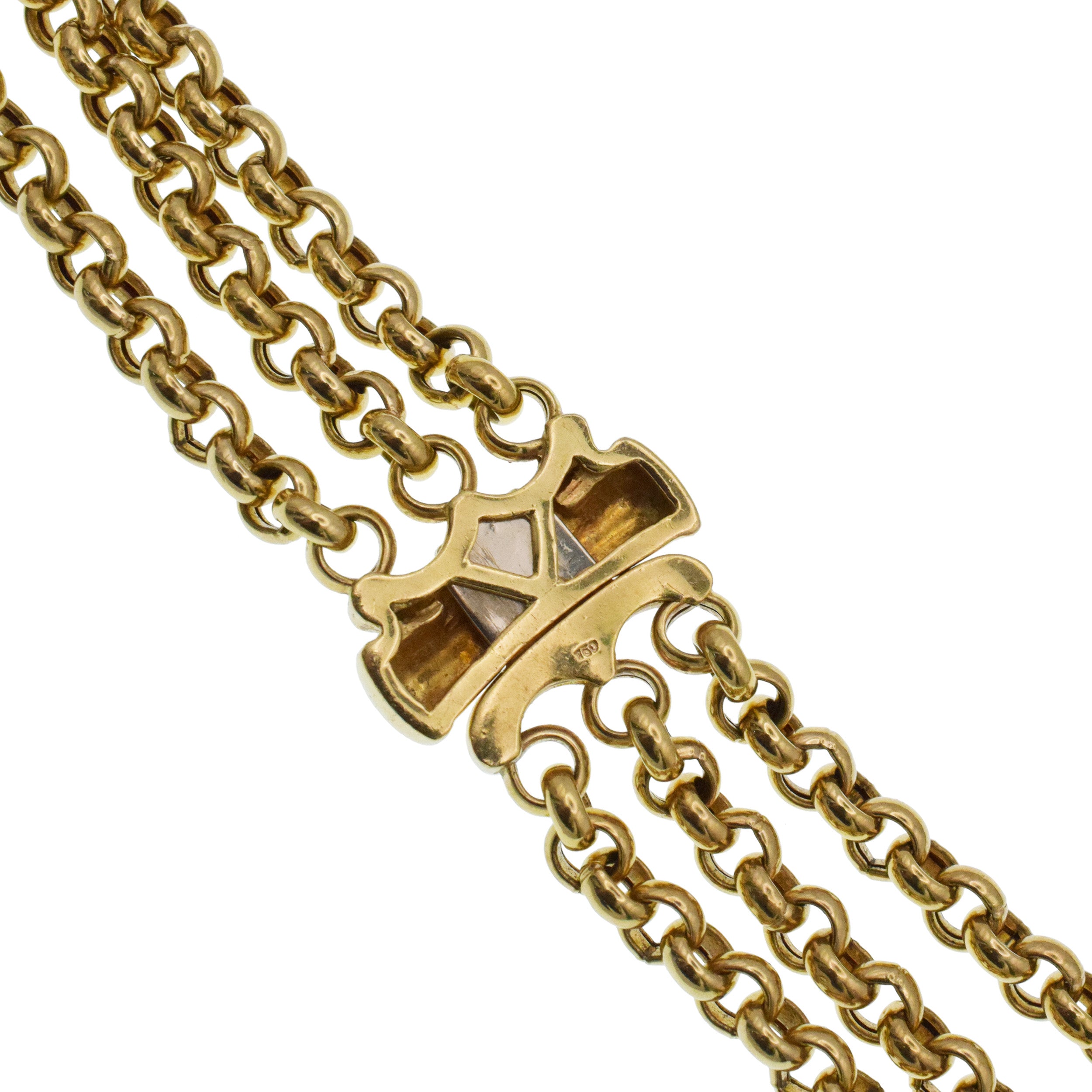 Pearl And Diamond Draped Necklace In 18k Yellow Gold