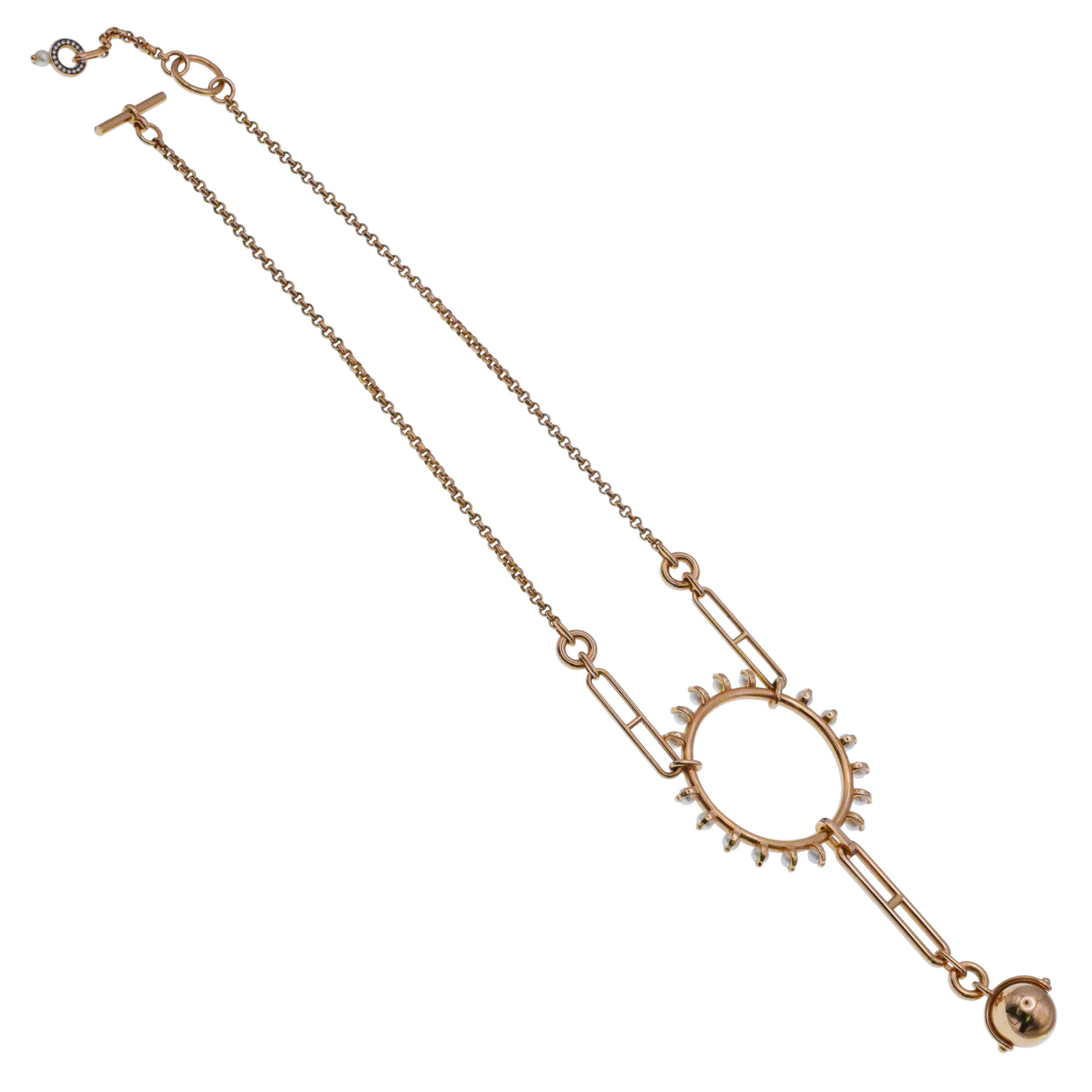 Hermes 'Chandra' Diamond And Pearl Necklace In 18k Rose Gold