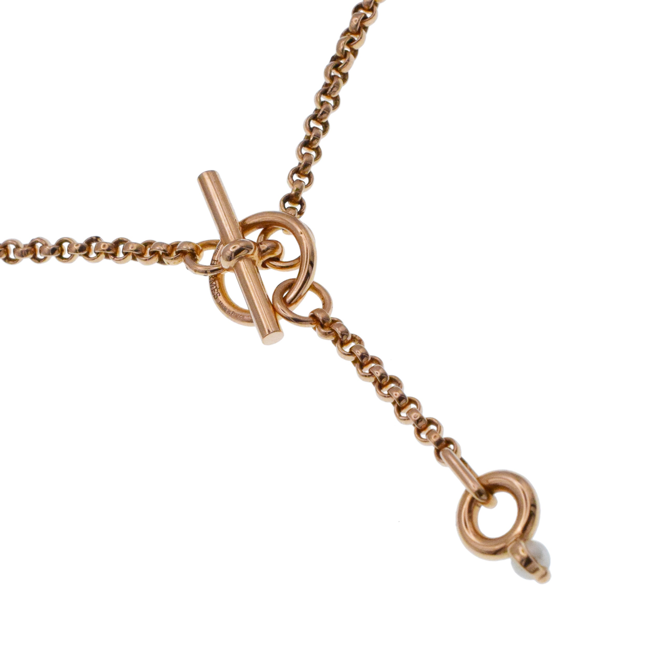 Hermes 'Chandra' Diamond And Pearl Necklace In 18k Rose Gold