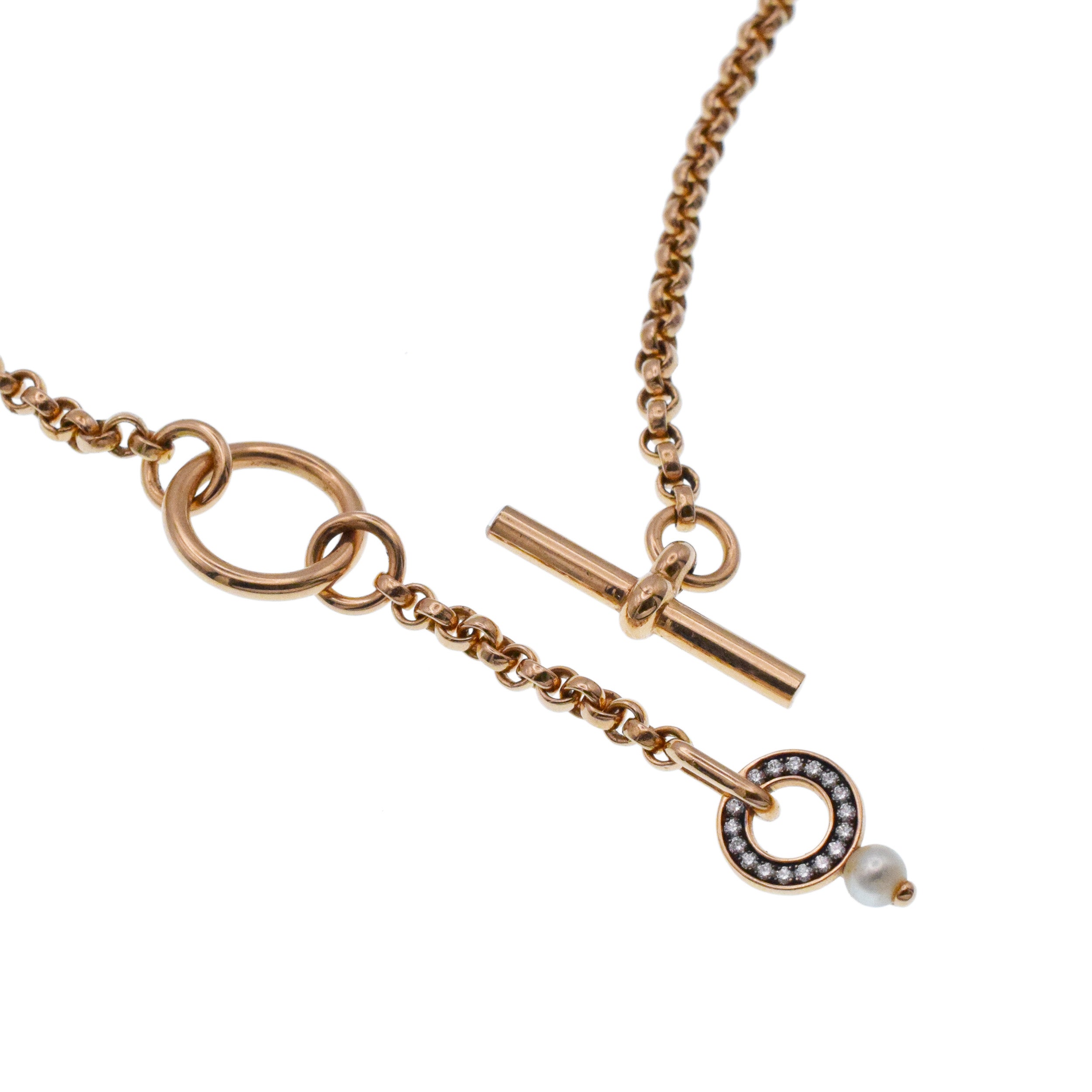 Hermes 'Chandra' Diamond And Pearl Necklace In 18k Rose Gold