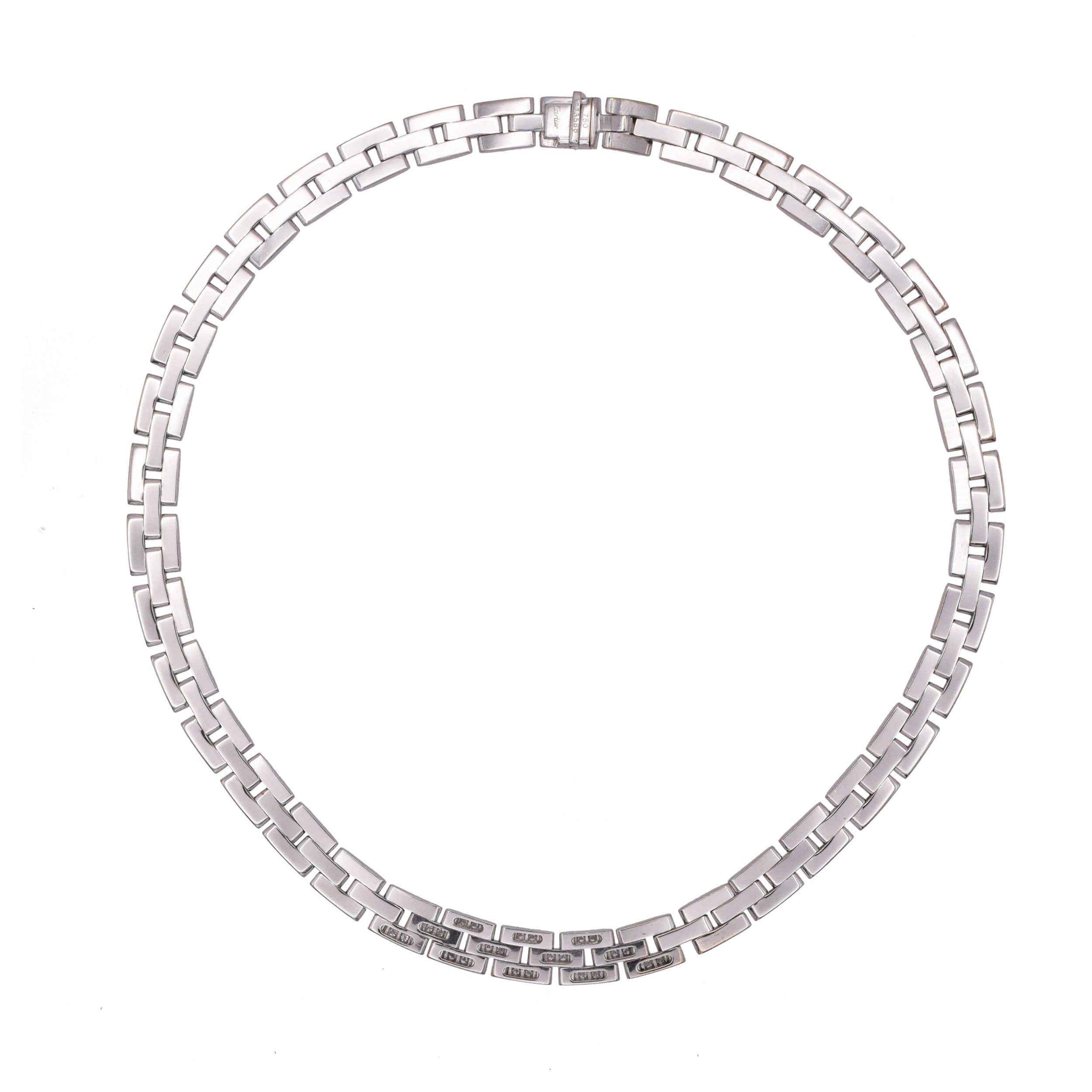 Cartier 'Maillon Panthere' Diamond Necklace Crafted In 18k White Gold