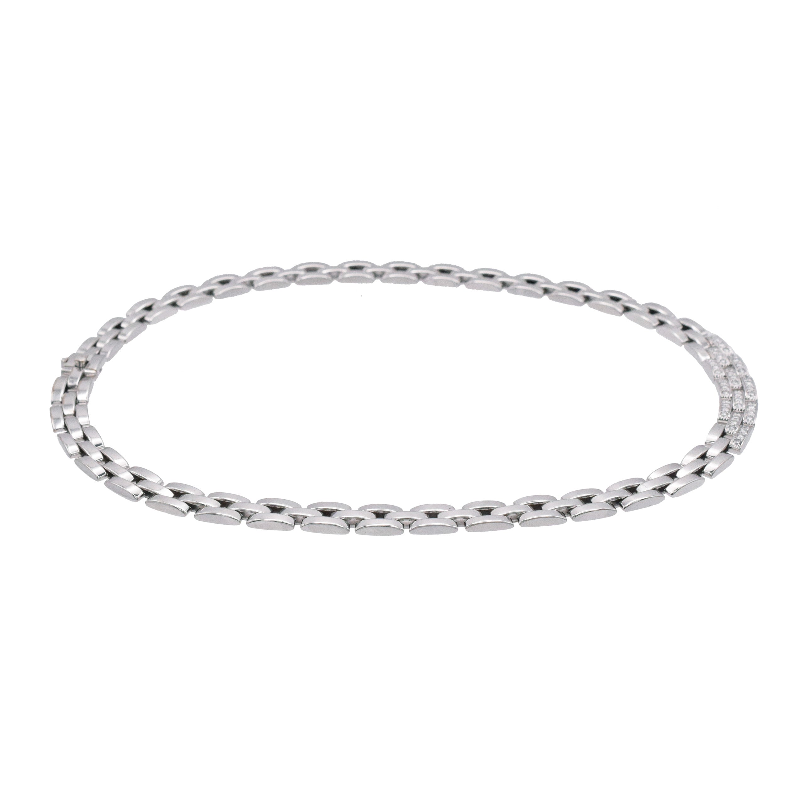 Cartier 'Maillon Panthere' Diamond Necklace Crafted In 18k White Gold