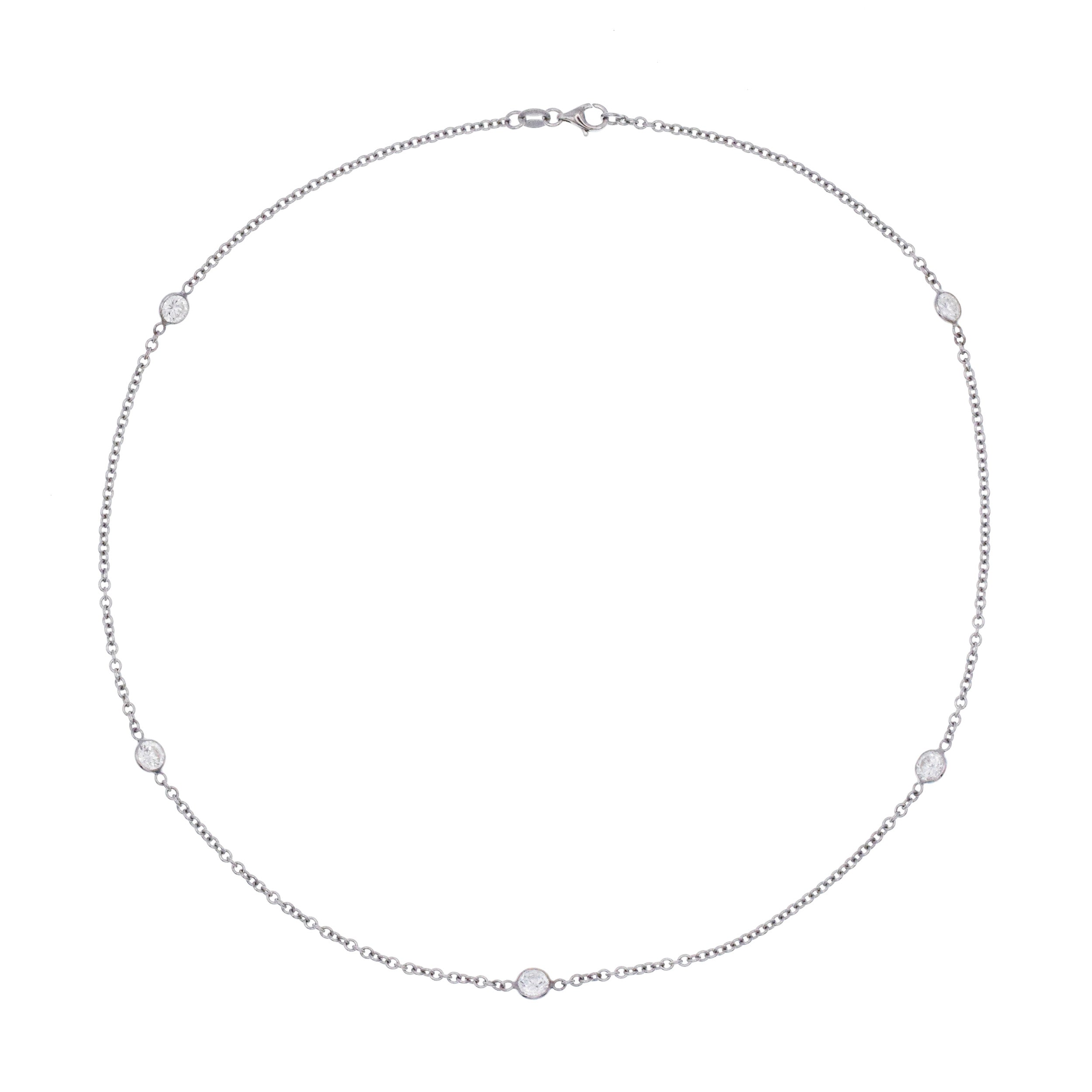 1.90ct Five Stone Diamond By Yard Necklace In 18k White Gold