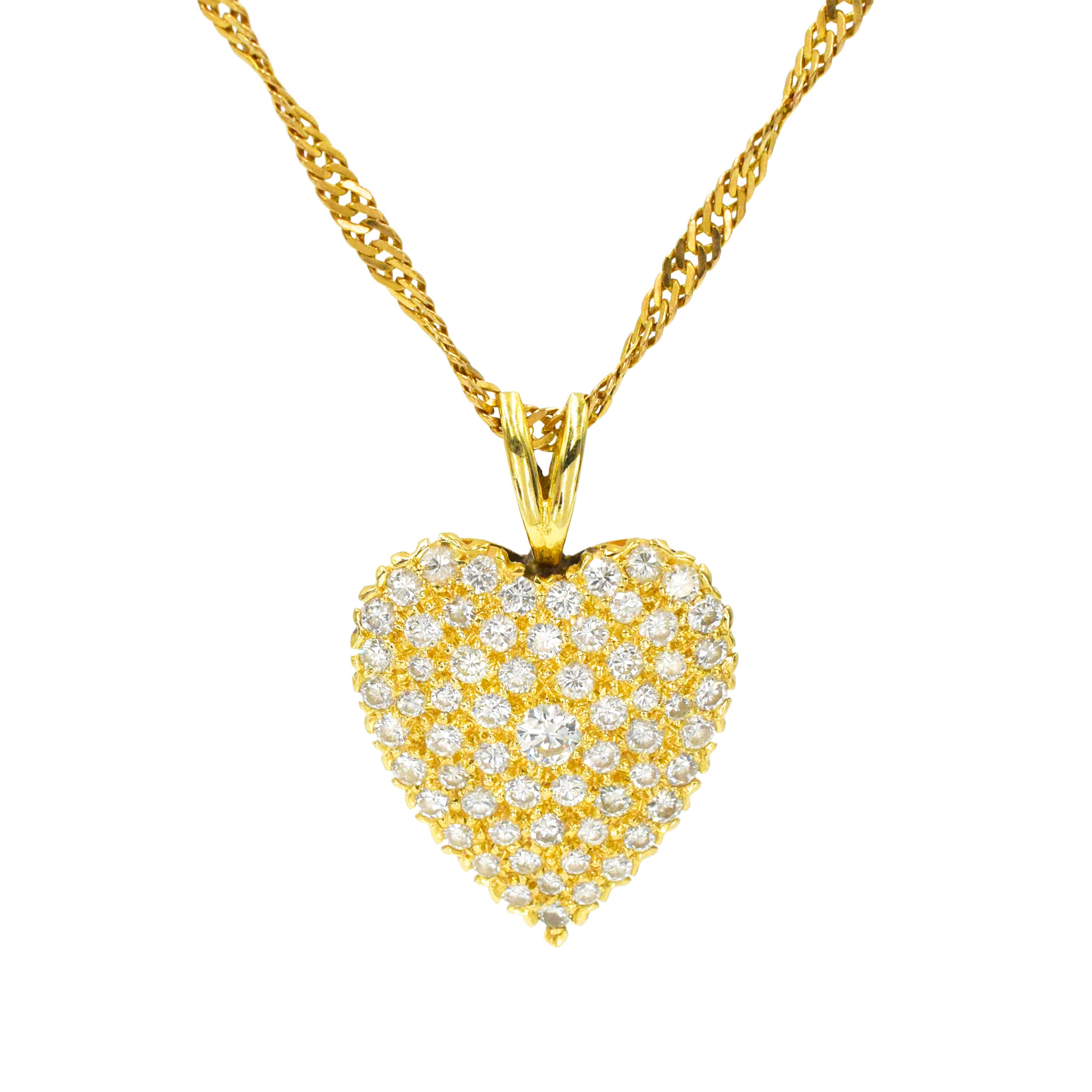Diamond Heart Pendant Necklace With Chain In 14k Yellow Gold
