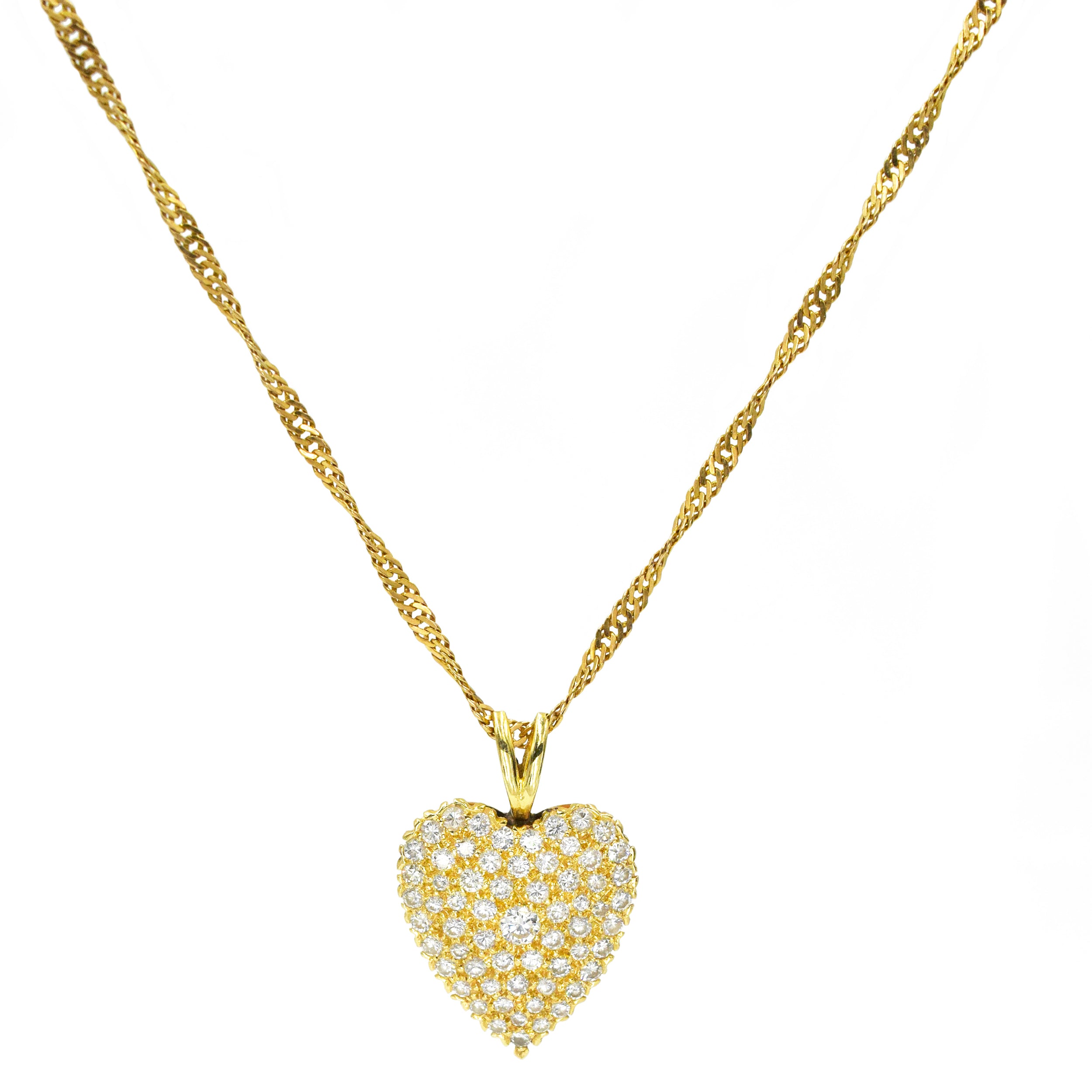 Diamond Heart Pendant Necklace With Chain In 14k Yellow Gold