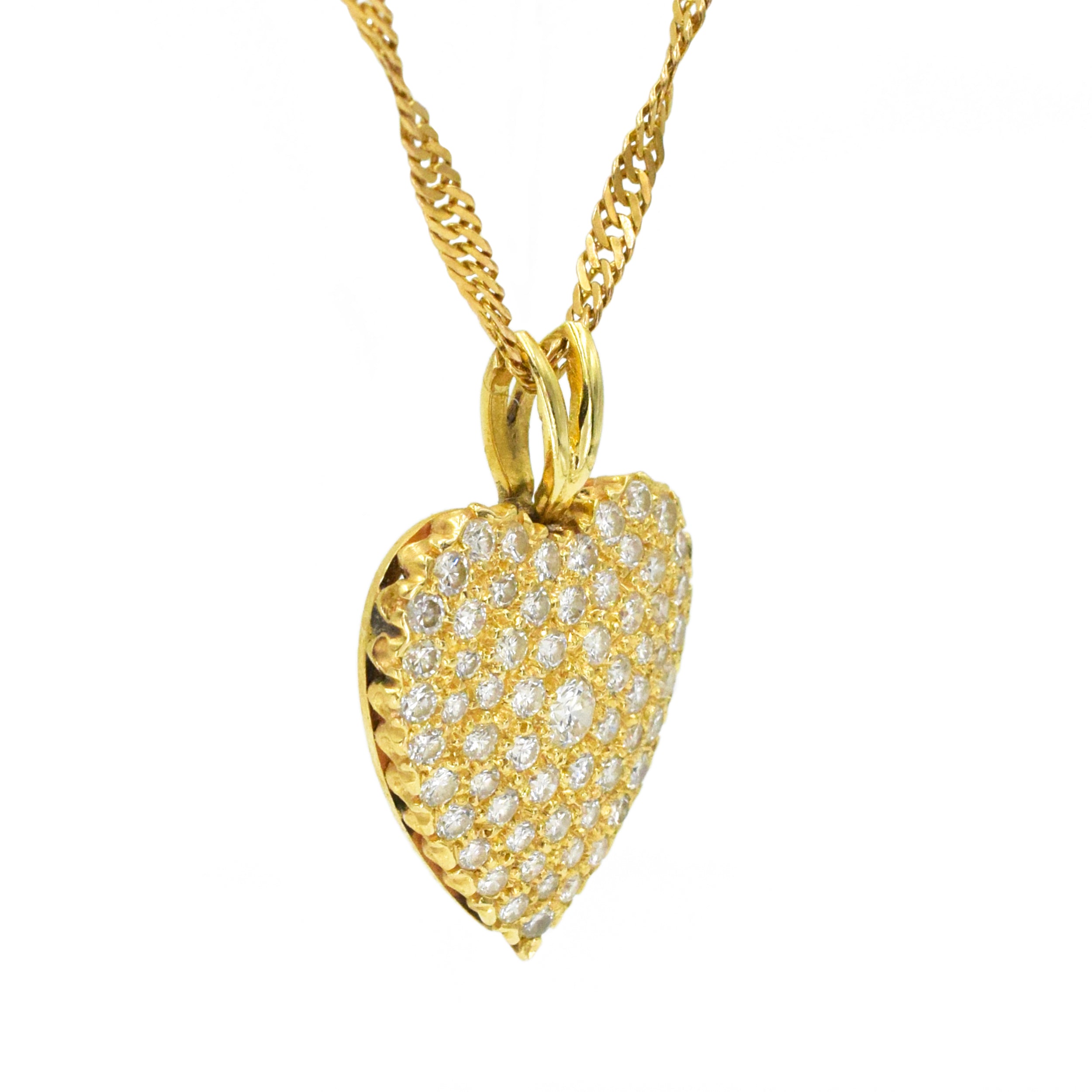 Diamond Heart Pendant Necklace With Chain In 14k Yellow Gold