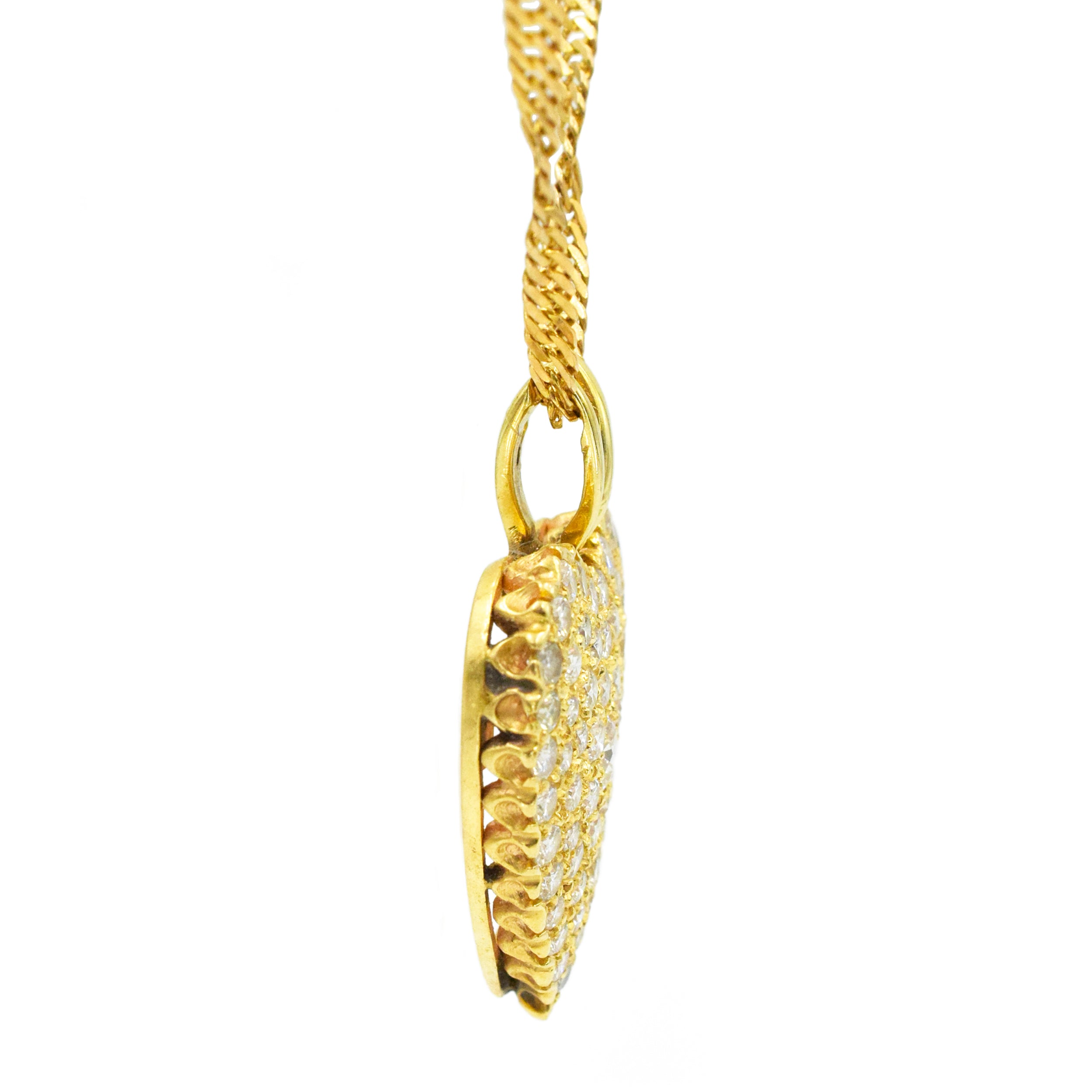 Diamond Heart Pendant Necklace With Chain In 14k Yellow Gold