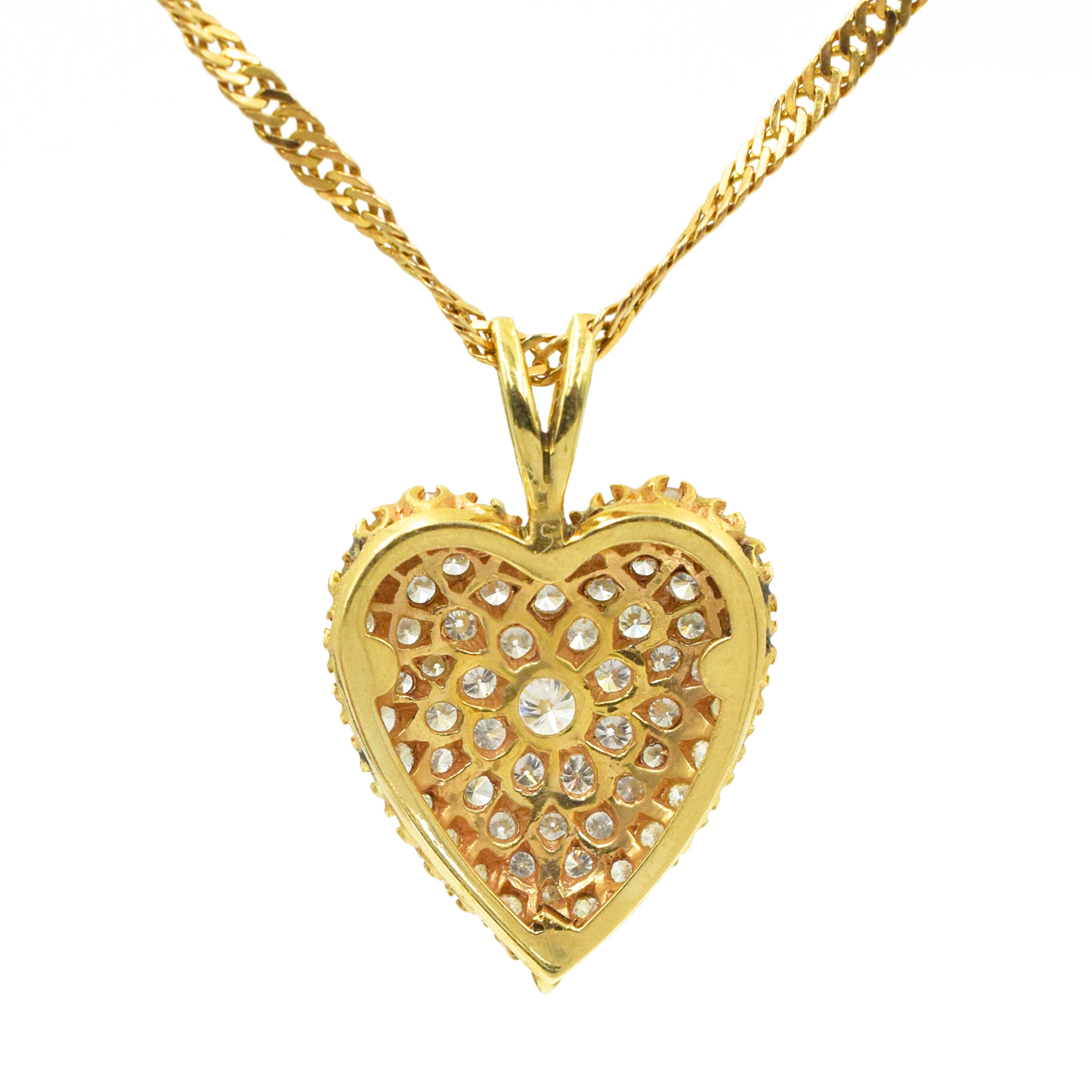 Diamond Heart Pendant Necklace With Chain In 14k Yellow Gold