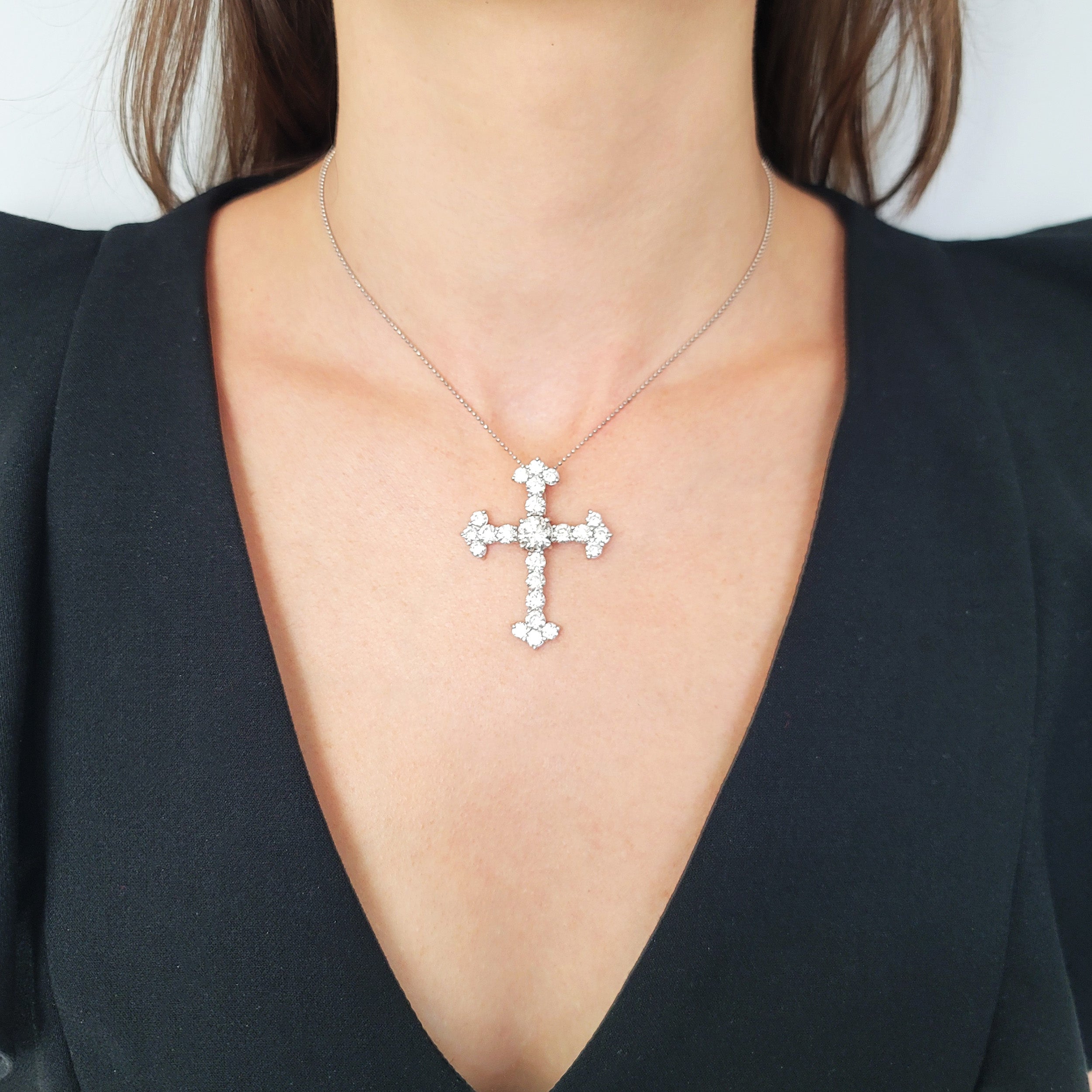 8.75ct Diamond Cross Pendant In Platinum