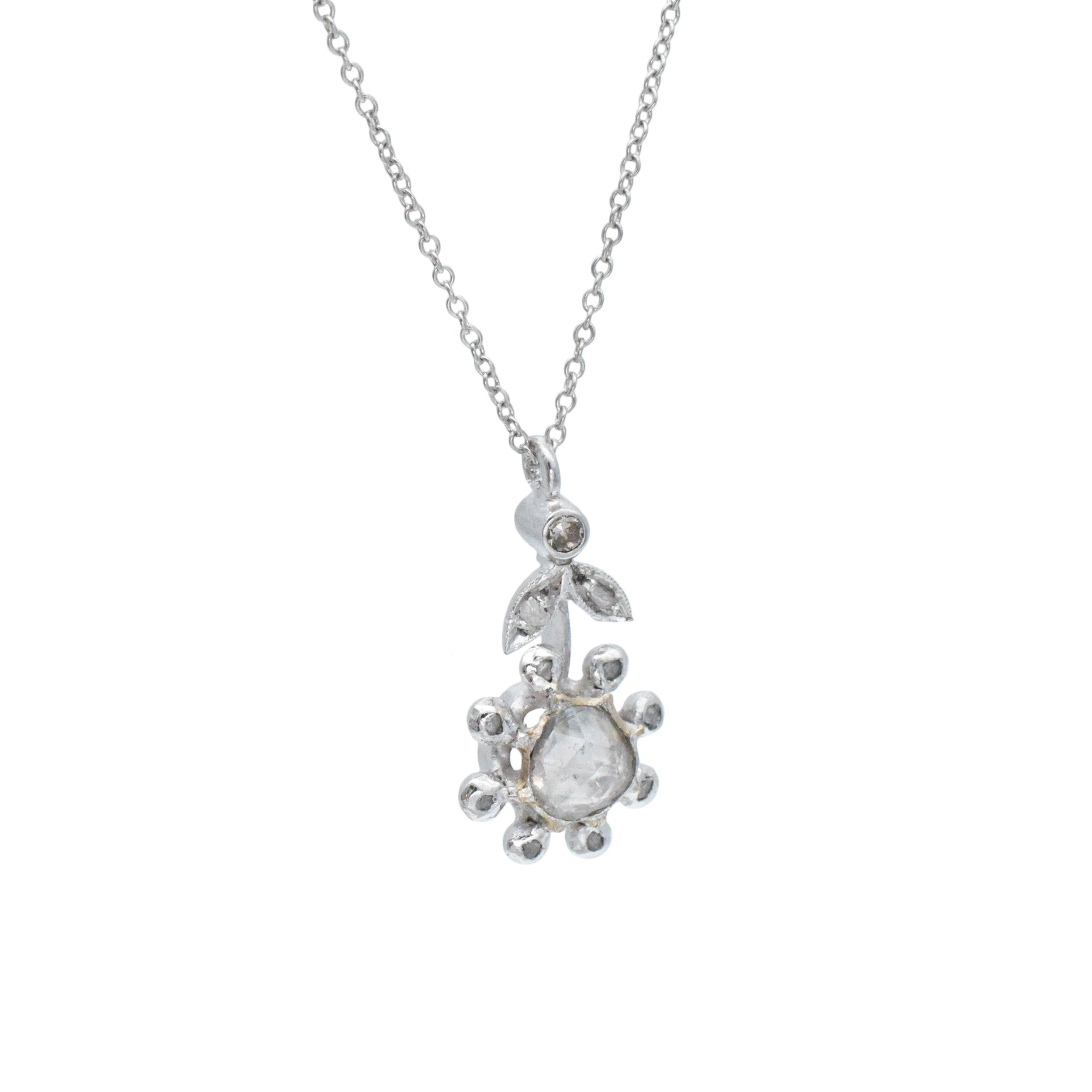 Diamond Flower Pendant In Platinum
