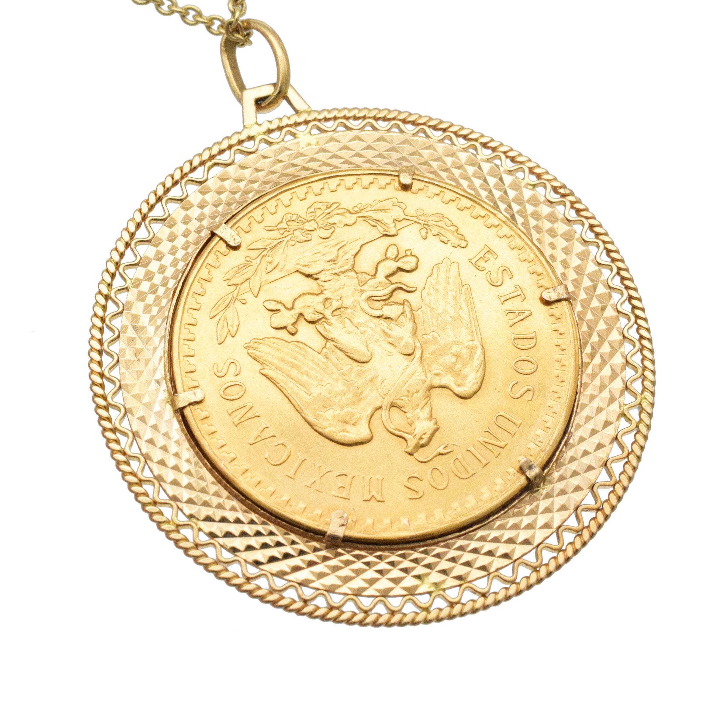 1947 Mexican 50 Pesos Gold Coin Pendant