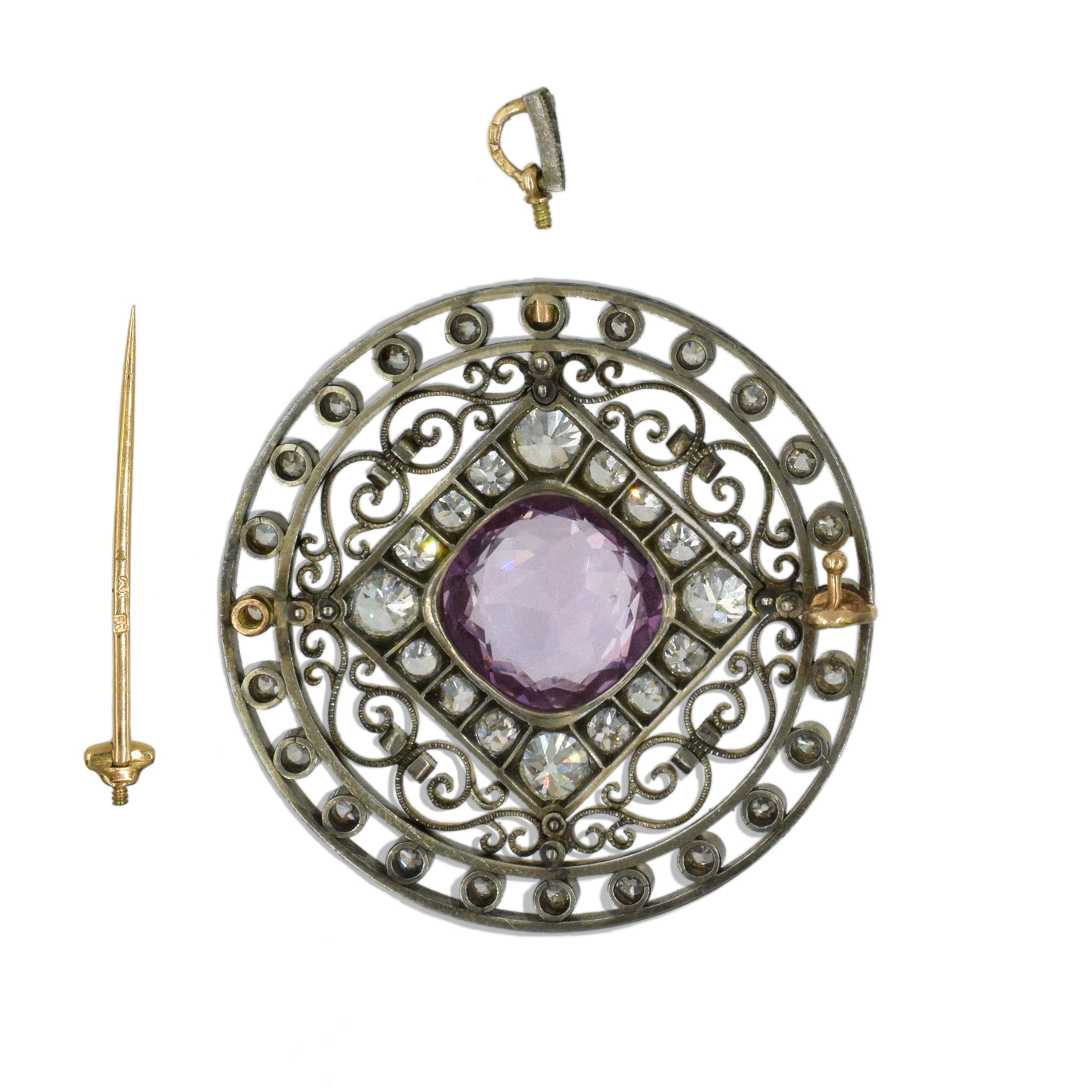 1890's Fabergé Pink Sapphire & Diamond Brooch & Pendant