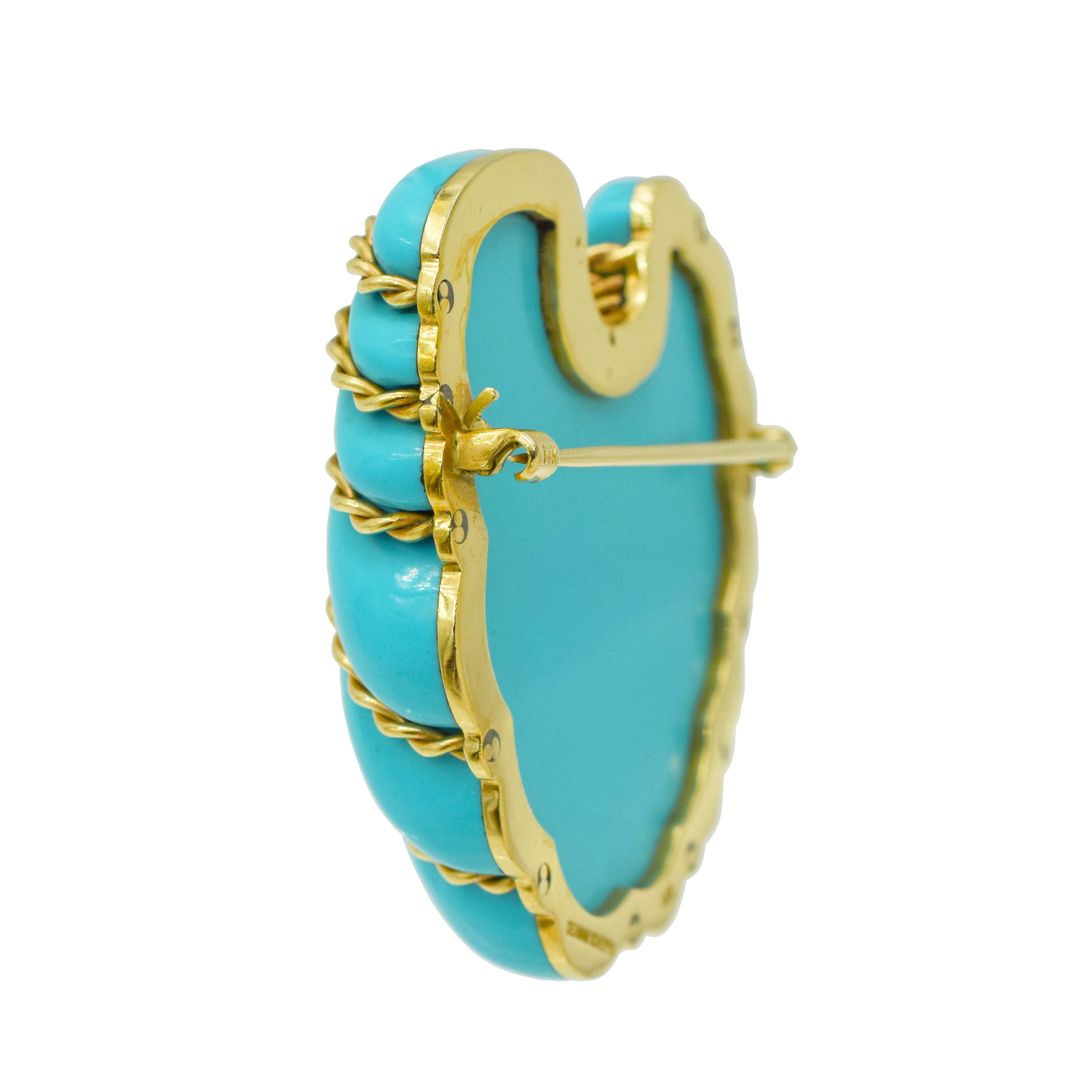 Seaman Schepps Pair of Gold and Turquoise Shell Brooches