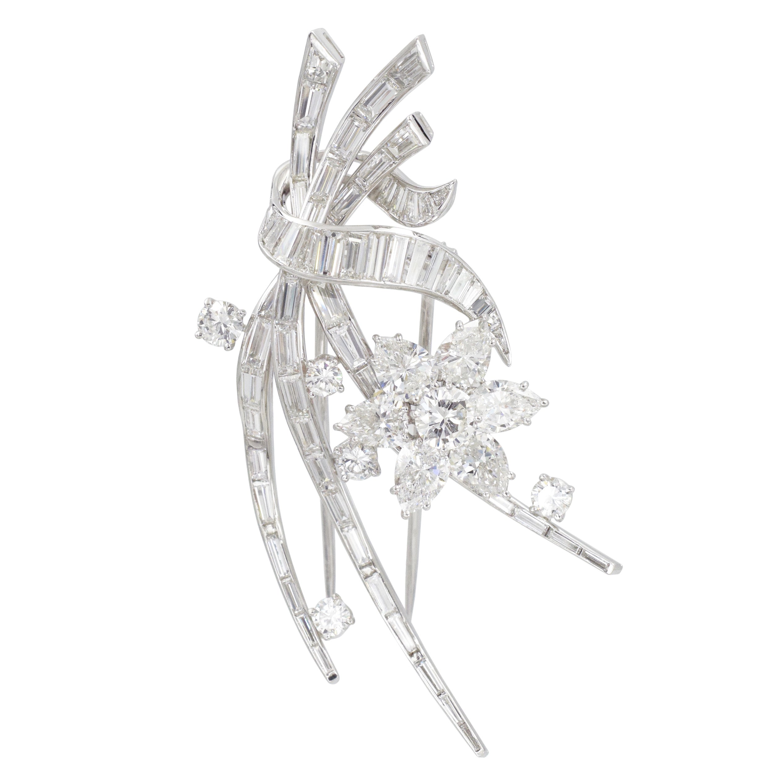 10.00ct Diamond Floral Brooch In Platinum.