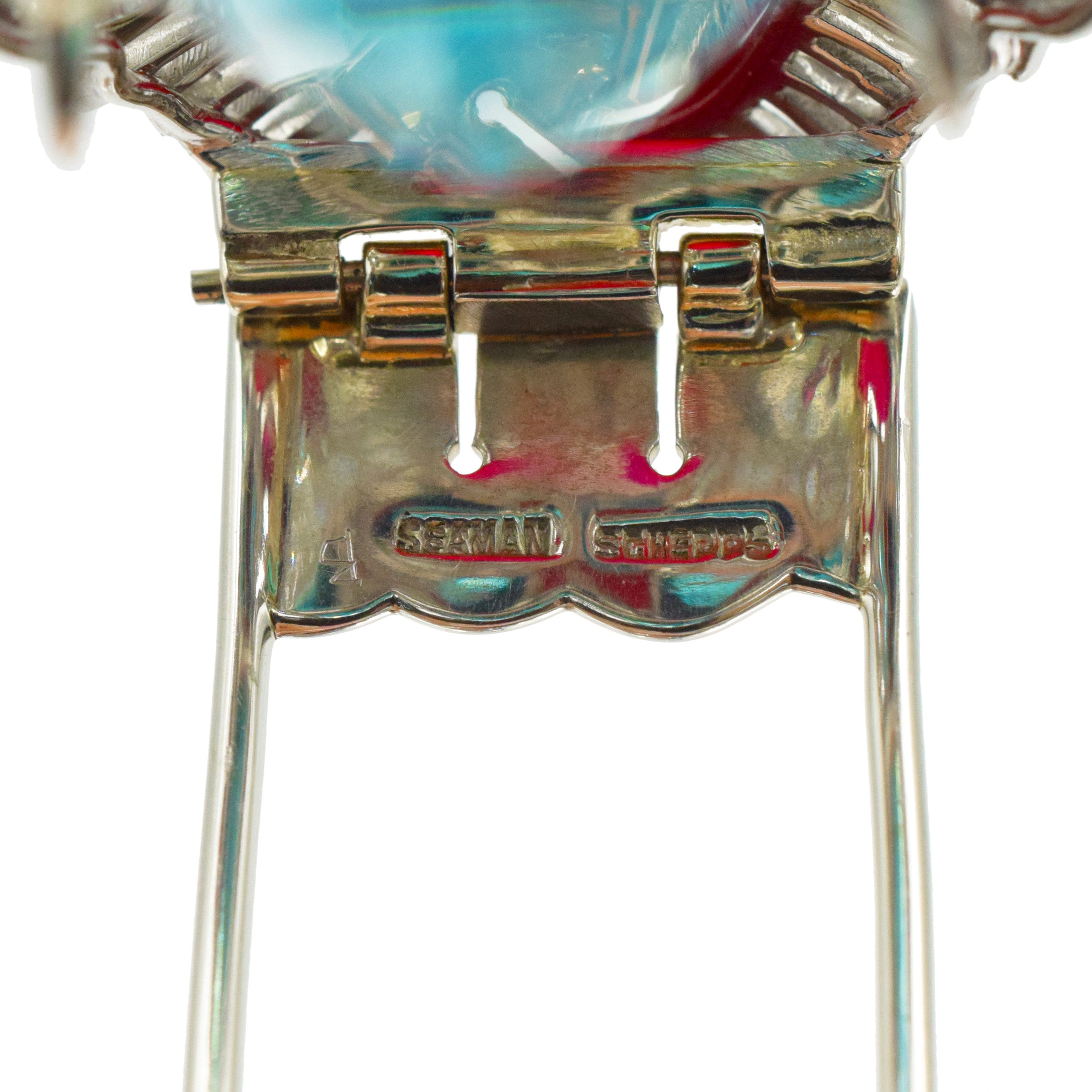 Seaman Schepps Aquamarine, Diamond and Synthetic Ruby Brooch