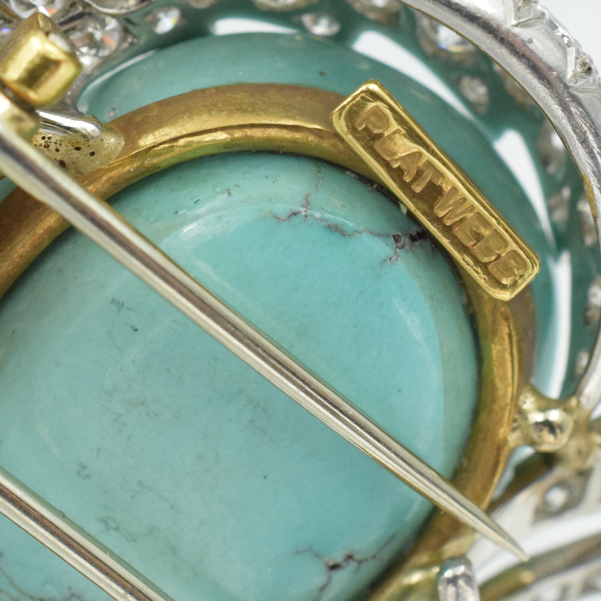 David Webb Turquoise, diamond and ruby swan brooch