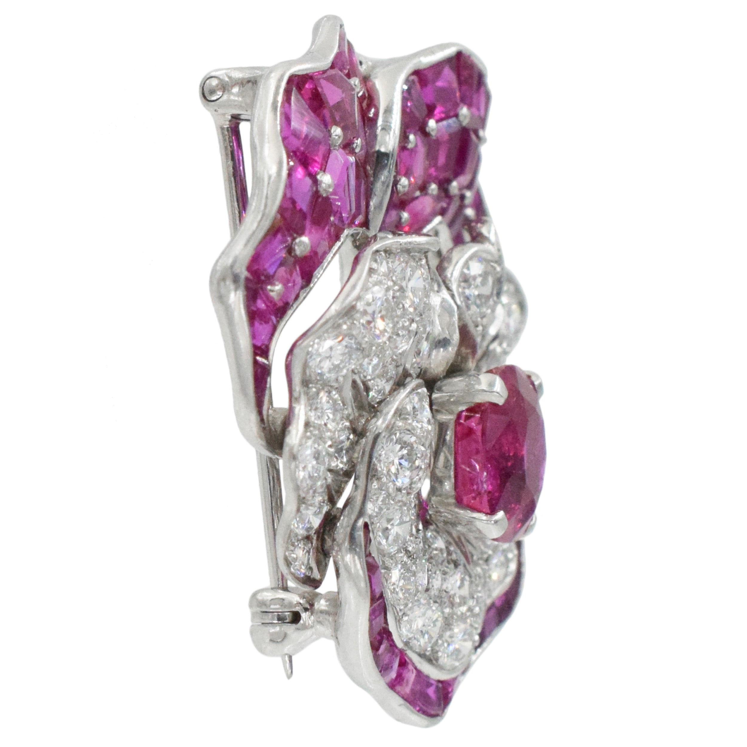 Oscar Heyman Ruby And Diamond 'Pansy' Brooch 18k White Gold