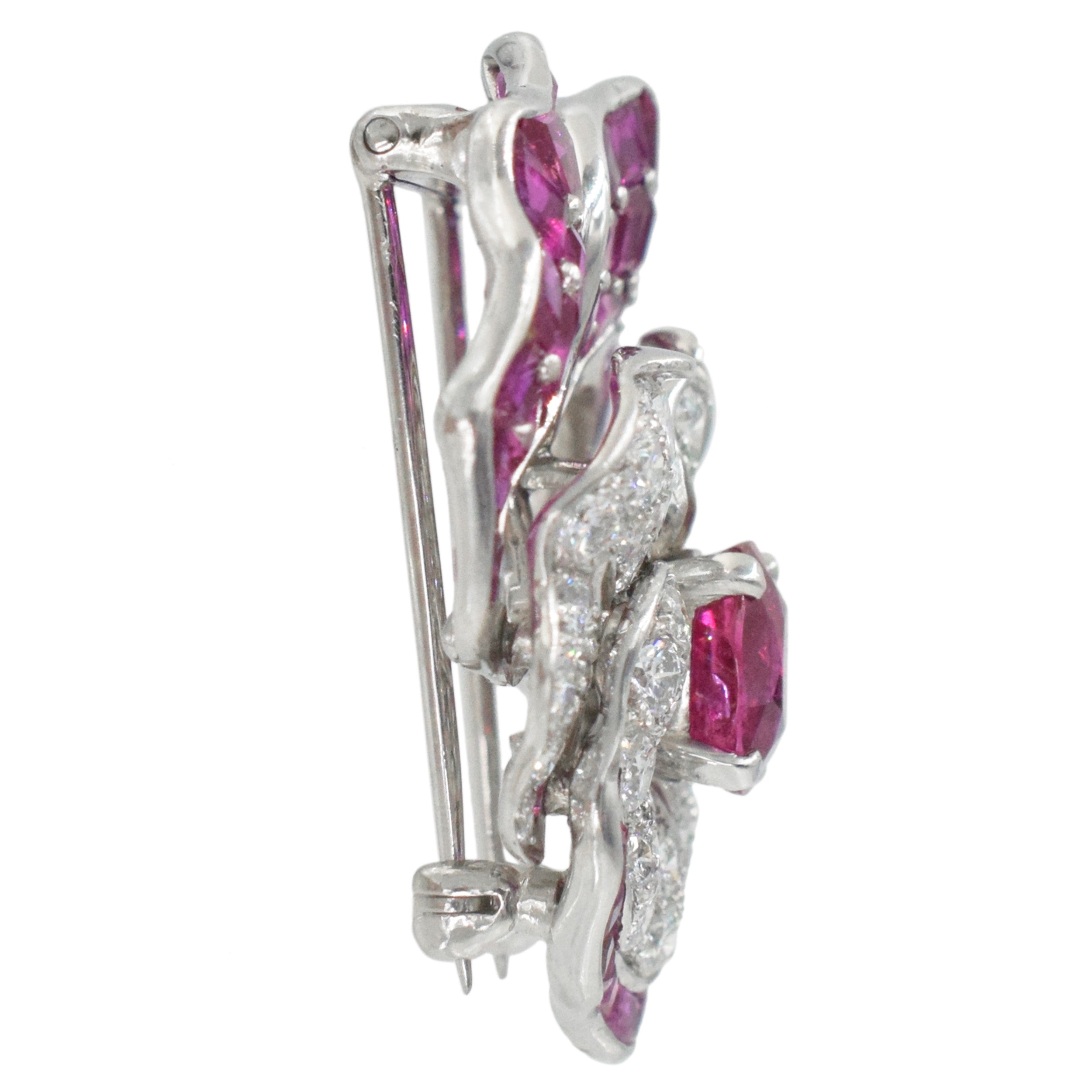 Oscar Heyman Ruby And Diamond 'Pansy' Brooch 18k White Gold
