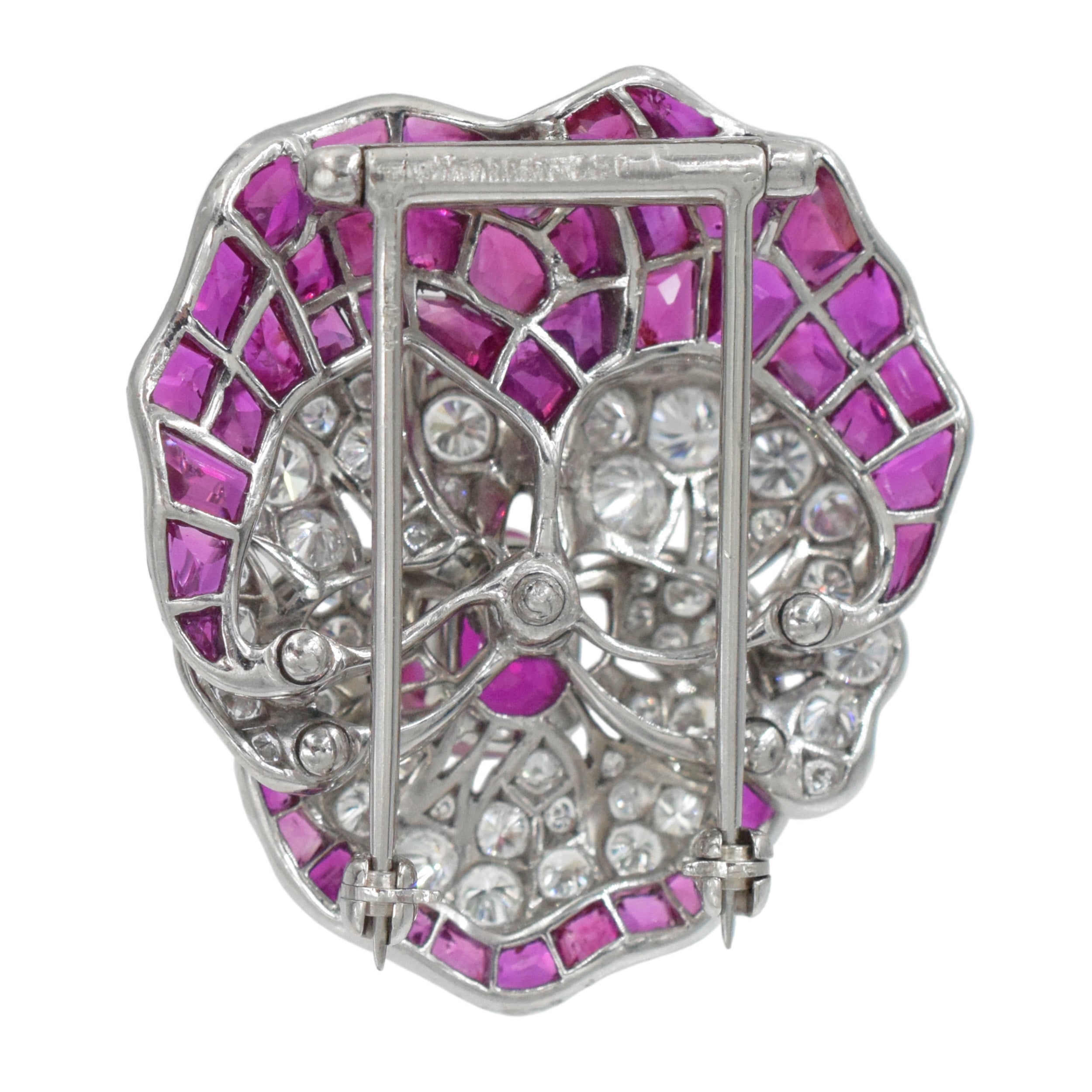 Oscar Heyman Ruby And Diamond 'Pansy' Brooch 18k White Gold
