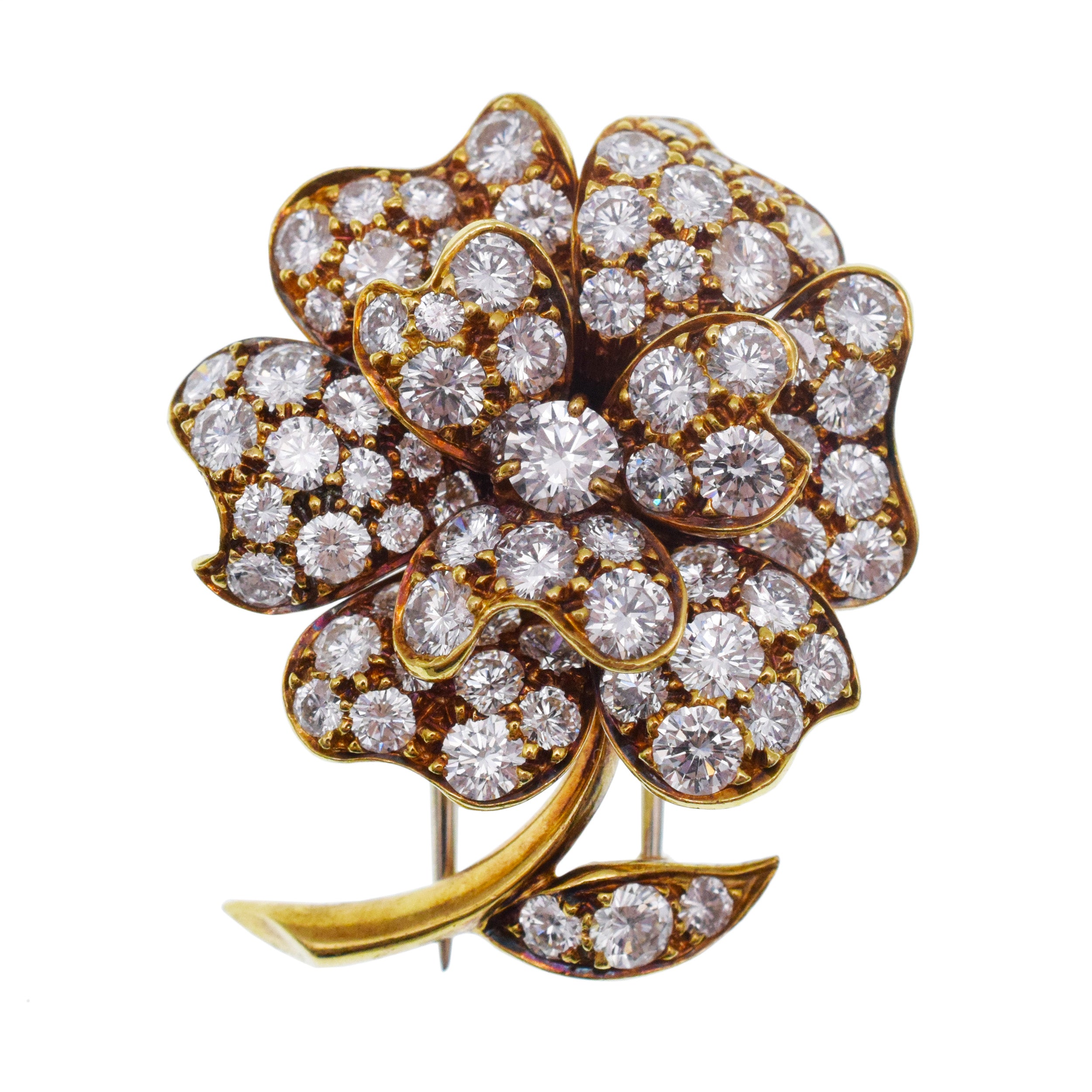 Van Cleef & Arpels Gardenia Brooch In 18k Yellow Gold