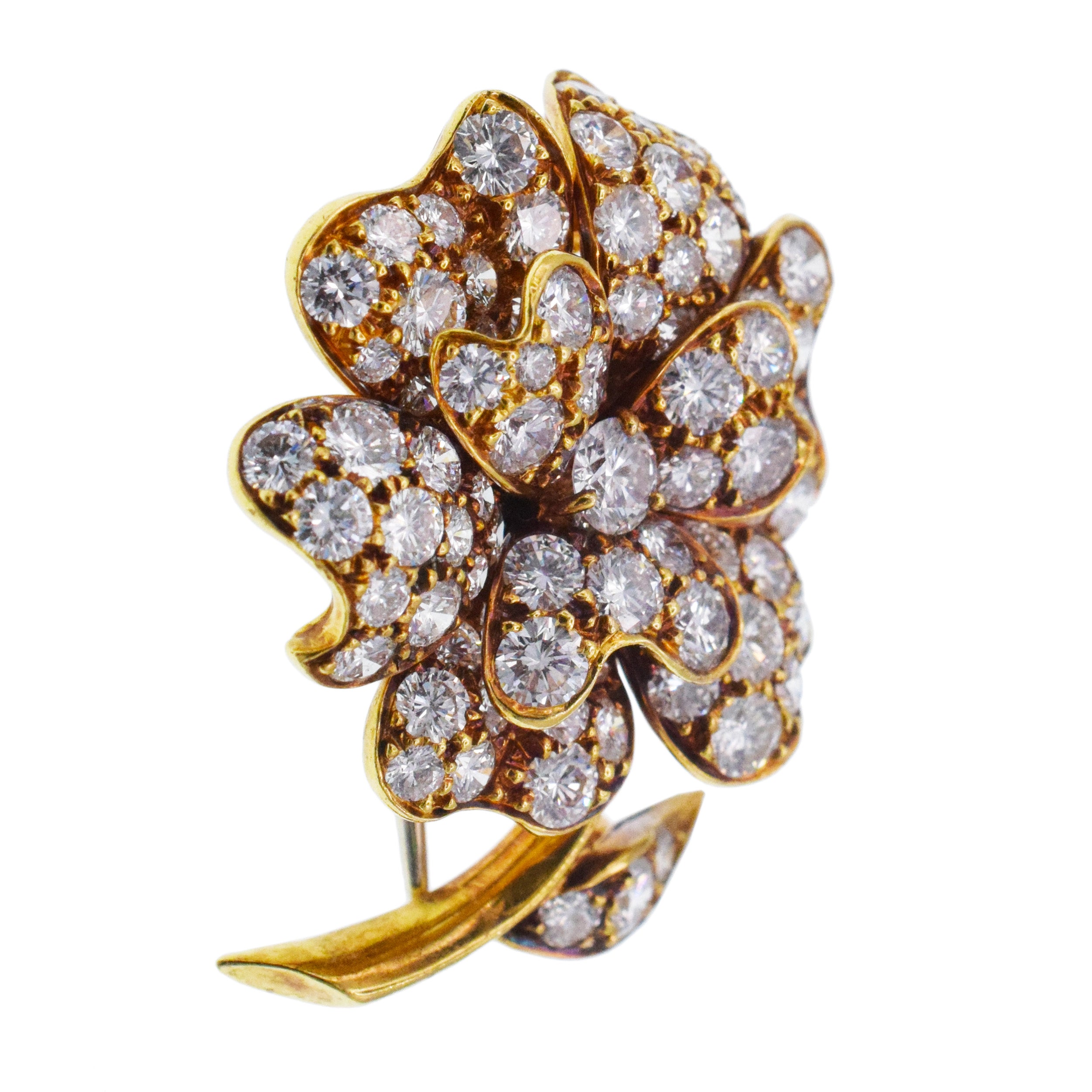 Van Cleef & Arpels Gardenia Brooch In 18k Yellow Gold