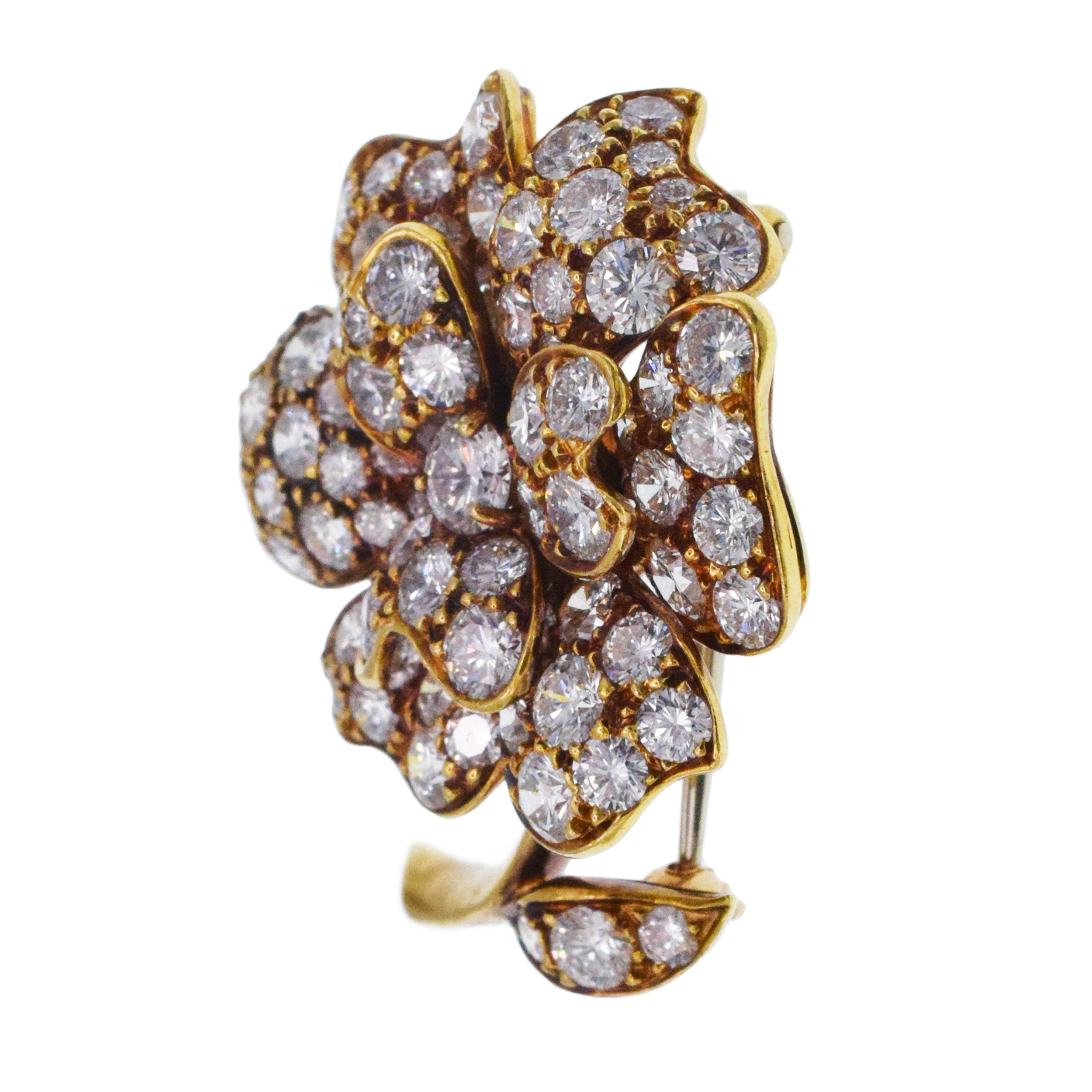 Van Cleef & Arpels Gardenia Brooch In 18k Yellow Gold