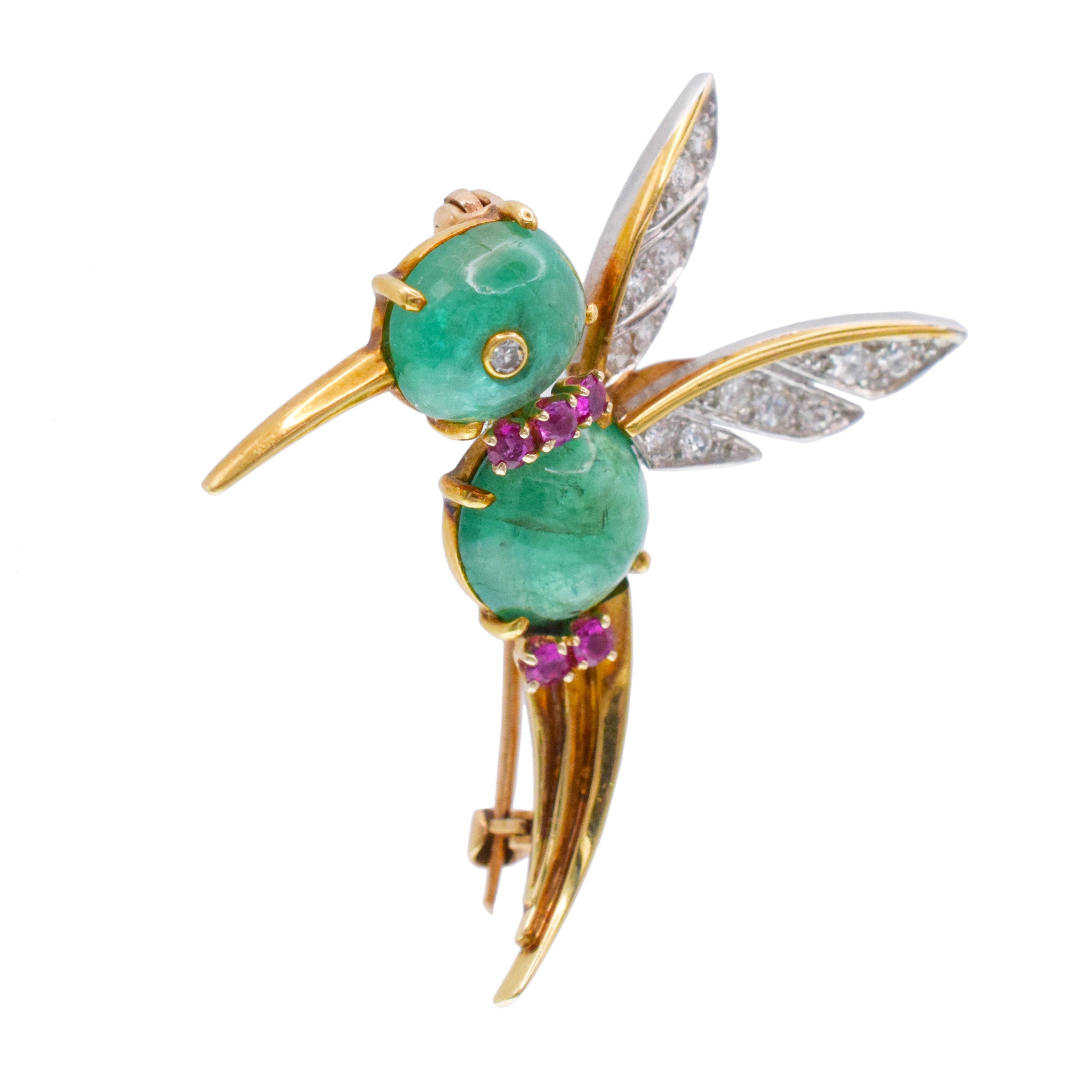 Van Cleef & Arpels Emerald, Ruby, And Diamond Hummingbird Brooch