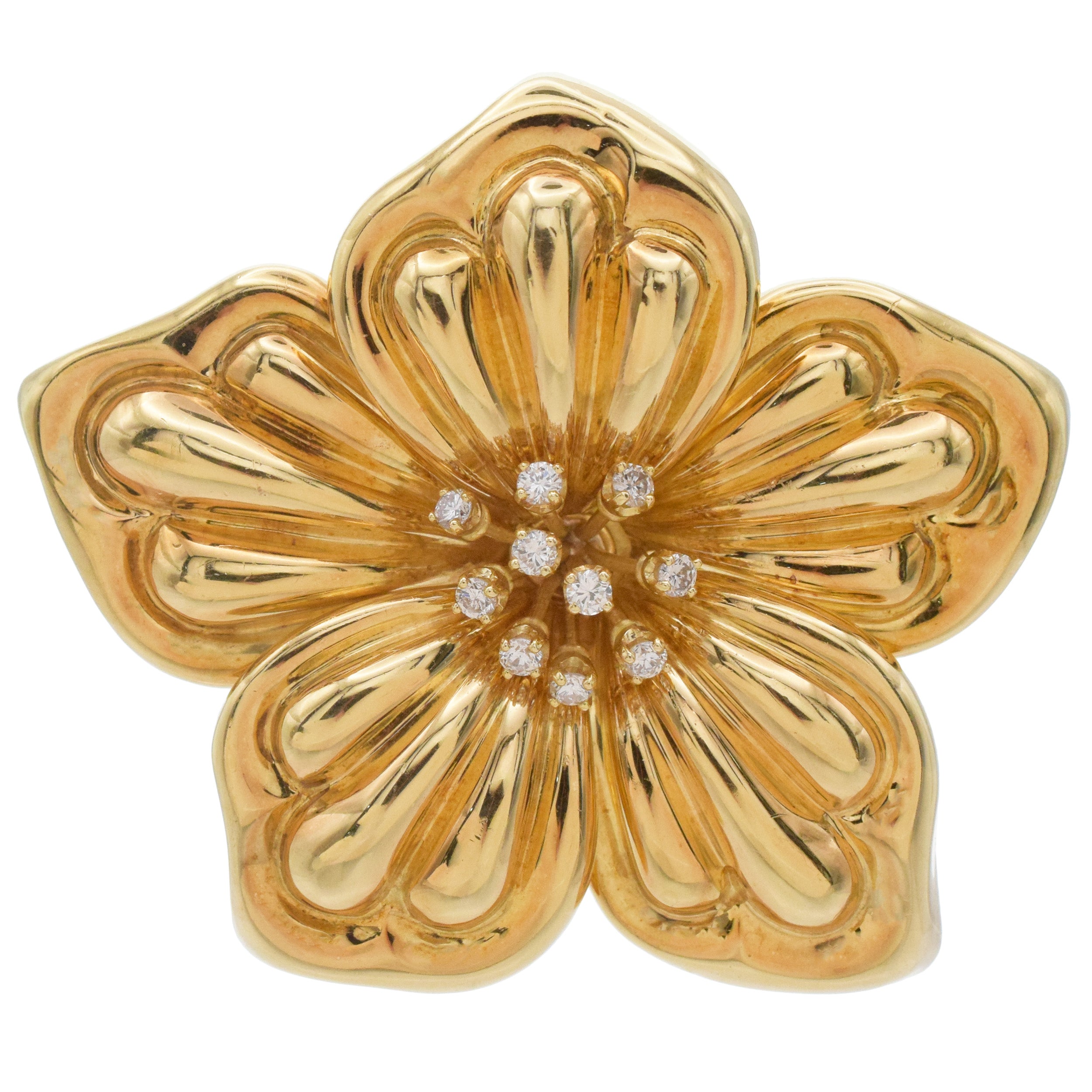 Petros & Takis 18K Yellow Gold & Diamond Flower Brooch