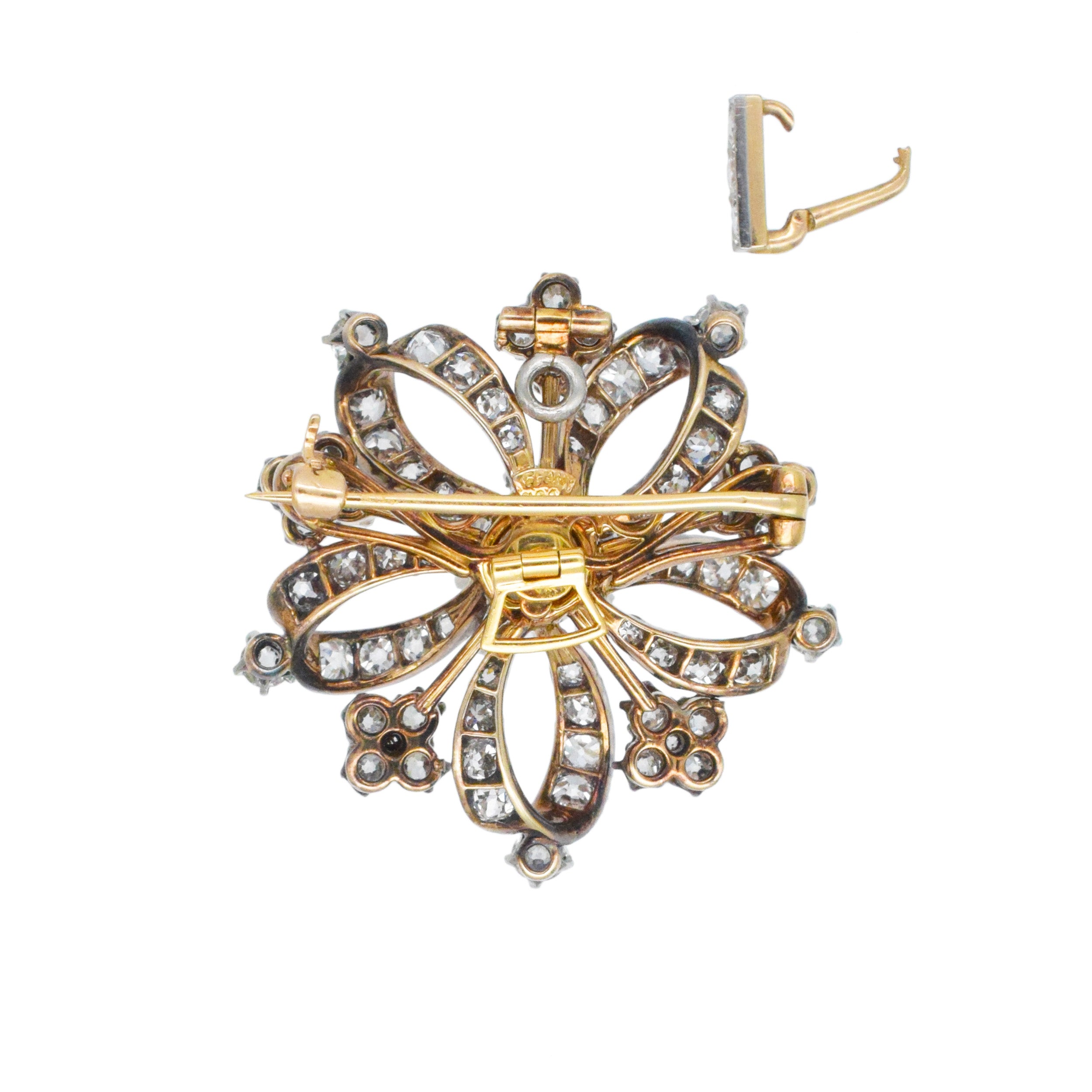 Tiffany & Co. Diamond Brooch / Pendant In Silver Topped 18k Gold